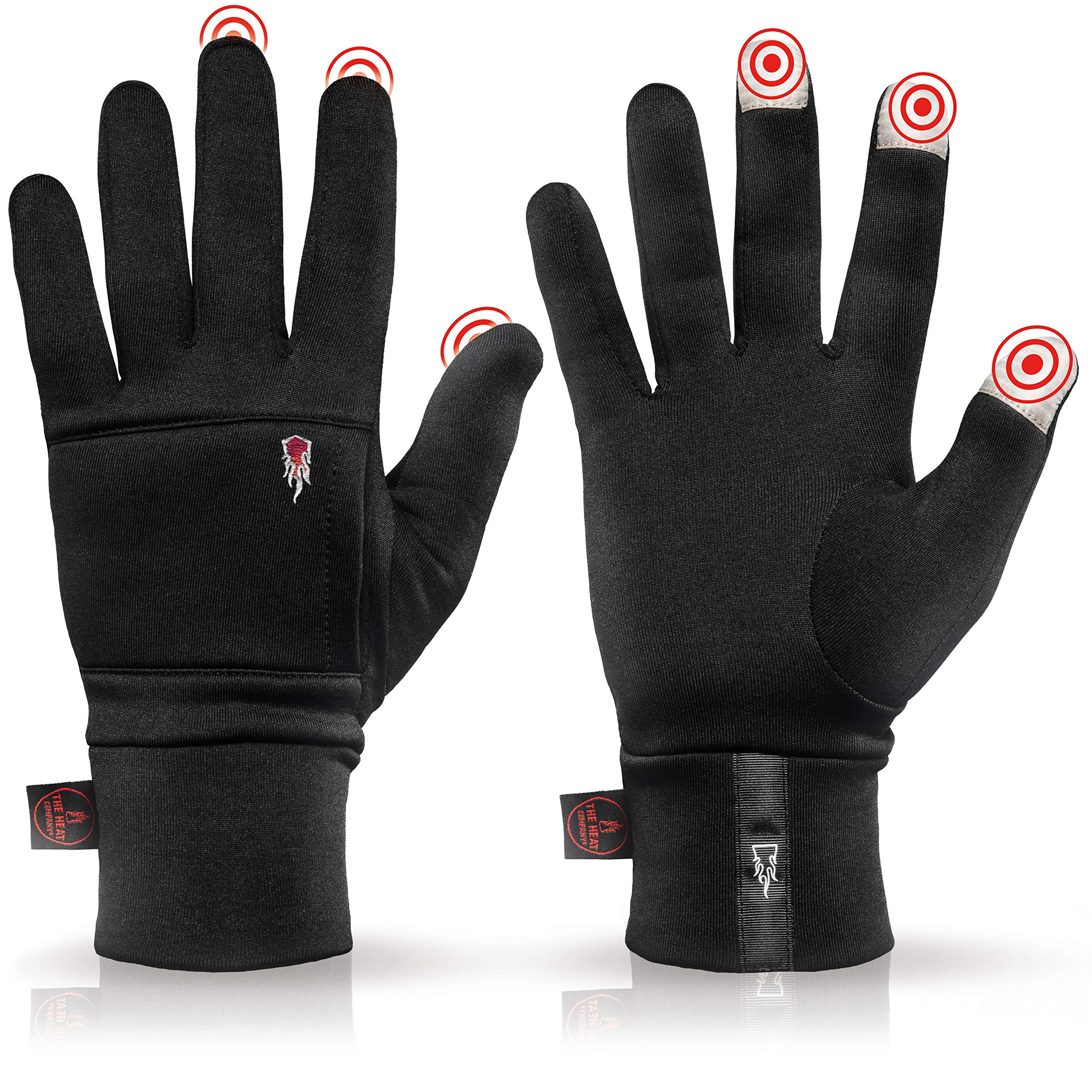 THE HEAT COMPANY – POLARTEC LINER - Warm Touch Screen Gloves For Women & Men - Premium Quality - Black Winter Gloves - Perfect Thermal Gloves For Sports, Running & Work