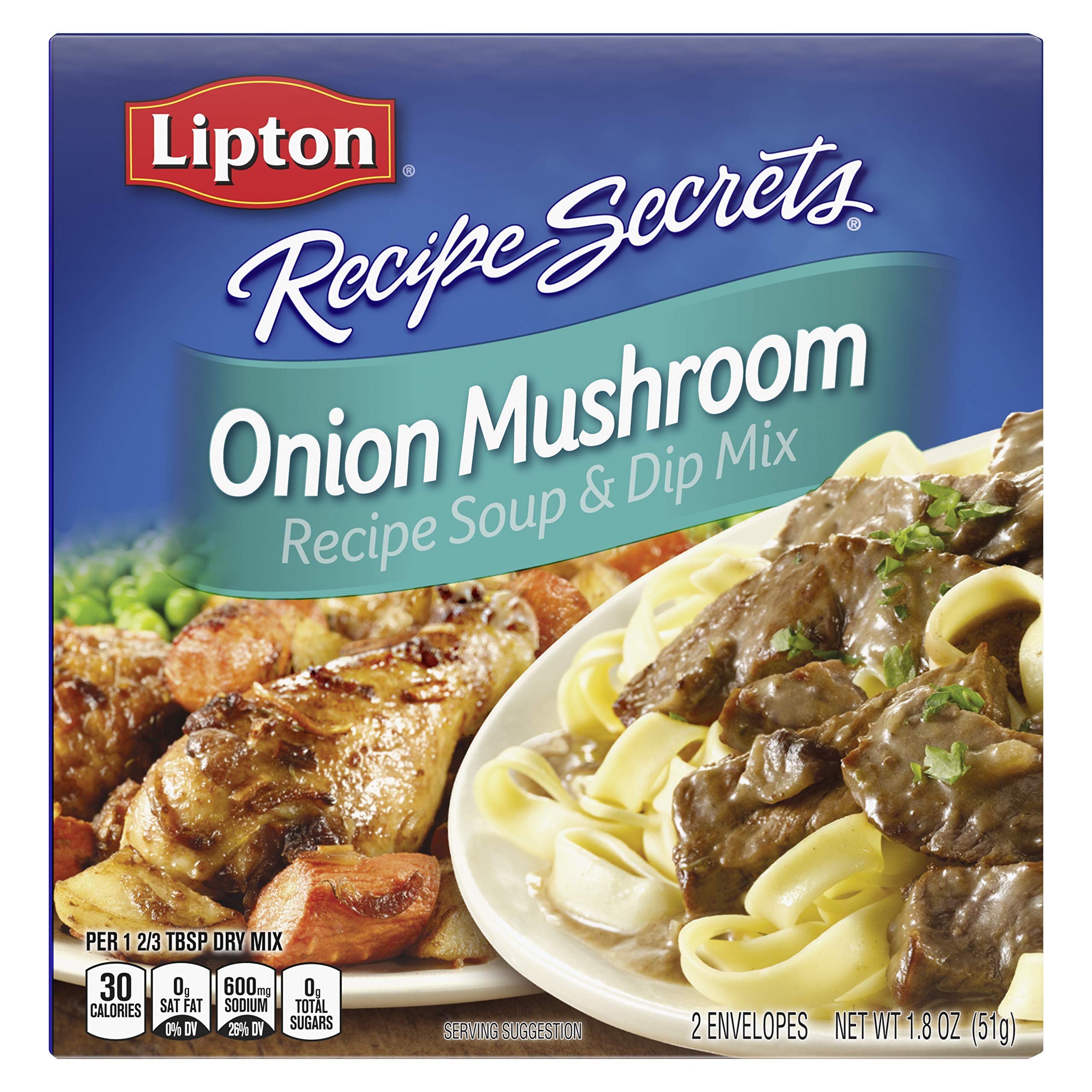 SOUP SECRETS Lipton Recipe Soup and Dip Mix For a Delicious Meal Onion Mushroom Great With Your Favorite Recipes, Dip or Soup Mix 1.8 oz