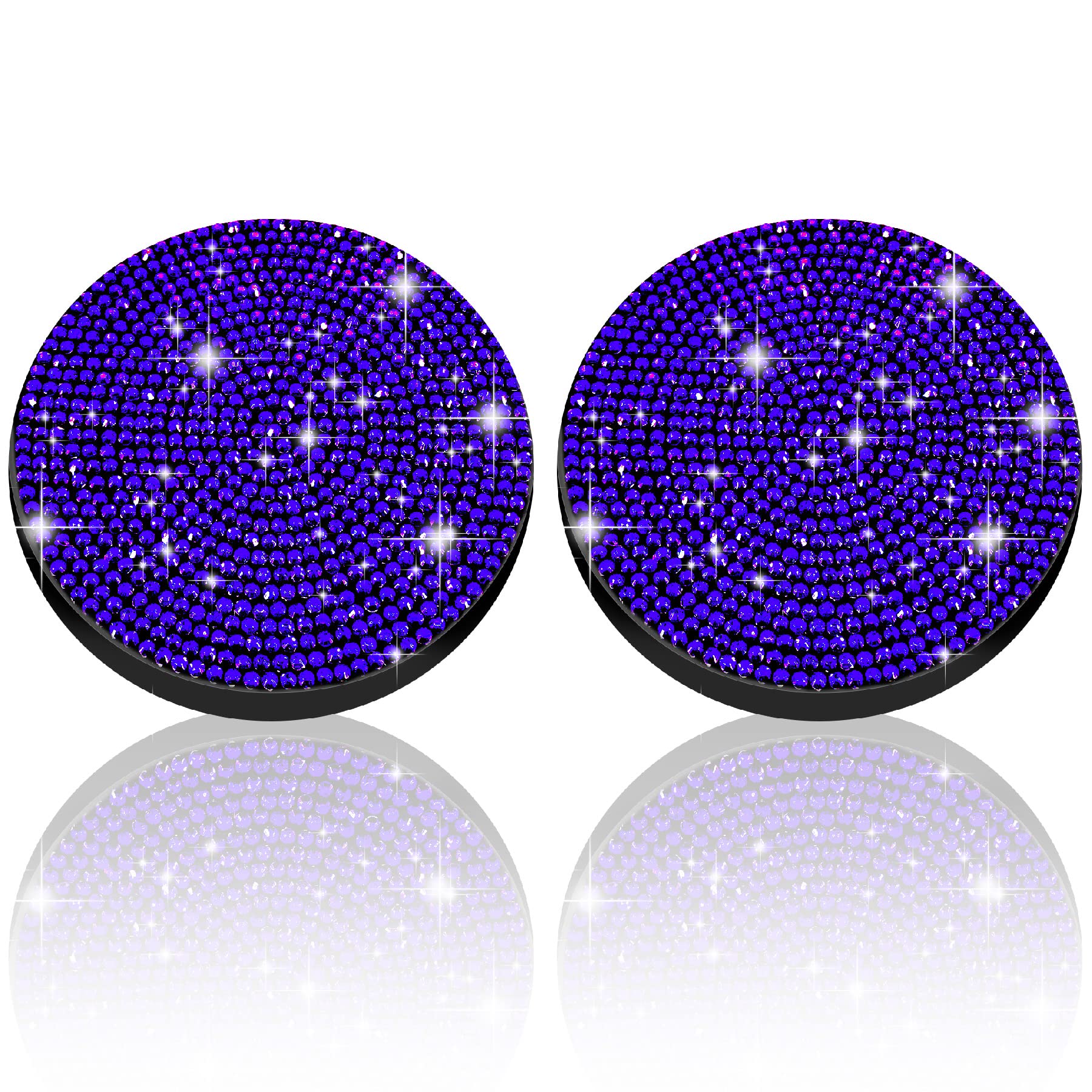 Car Coasters for Cup Holder,Dermasy 2 Pack Cute Bling Car Cup Holder Coaster with Rhinestone for Women and Girl 2022 Universal Anti Slip Silicone Automotive Interior Accessories Set (Blue)