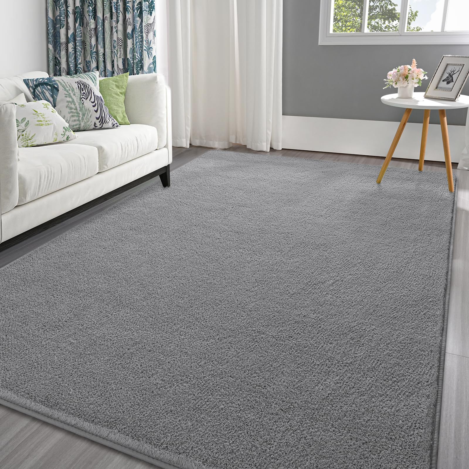 Pettop Area Rugs for Bedroom Living Room, 4x6 Grey Thickened Memory-Foam Indoor Carpets, Modern Aesthetic Minimalist Super Soft Comfy Carpet for Boys Girls Adults Room Dorm Home Decor