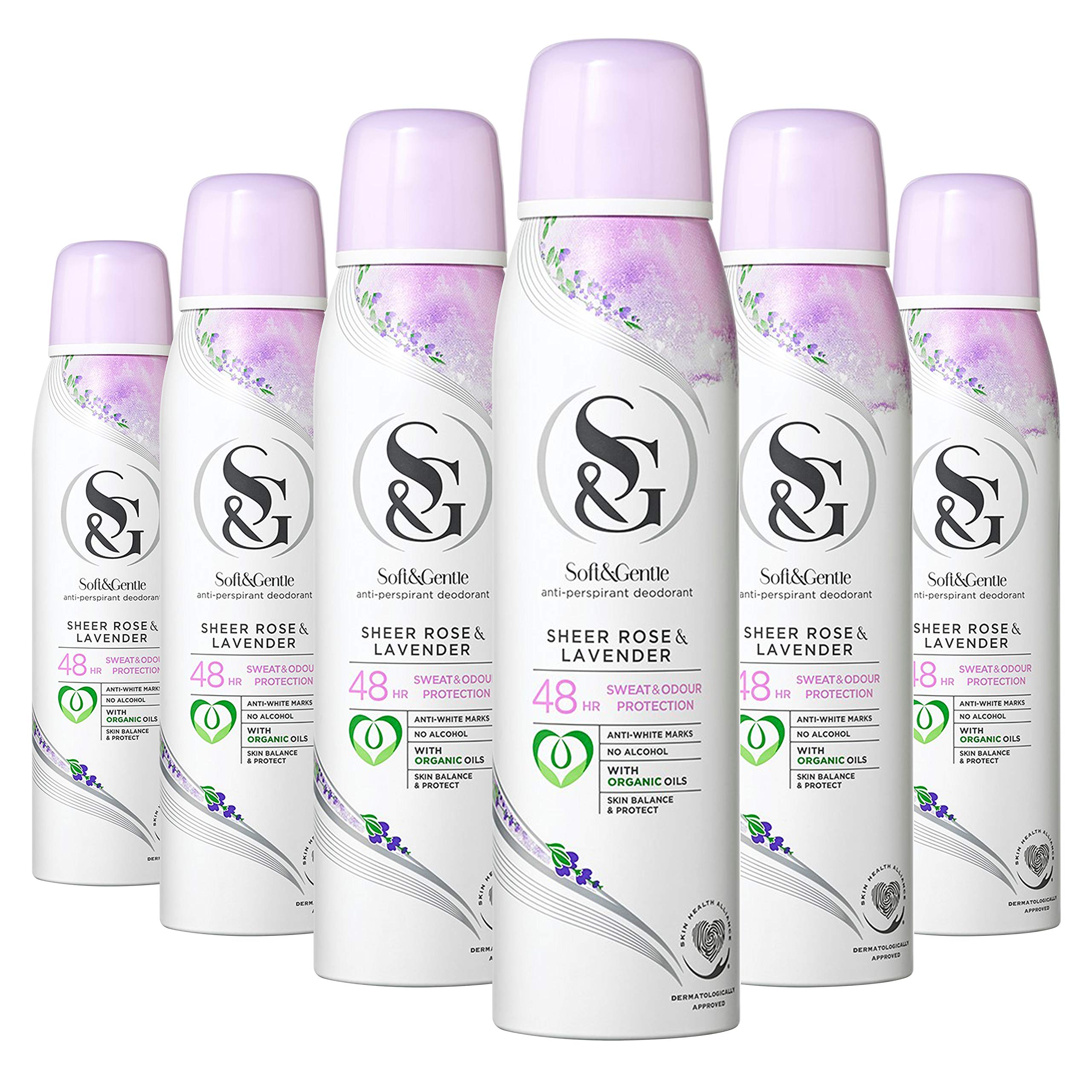 Soft & Gentle Antiperspirant Deodorant Spray 150ml | Sheer Rose & Lavender | PACK OF 6