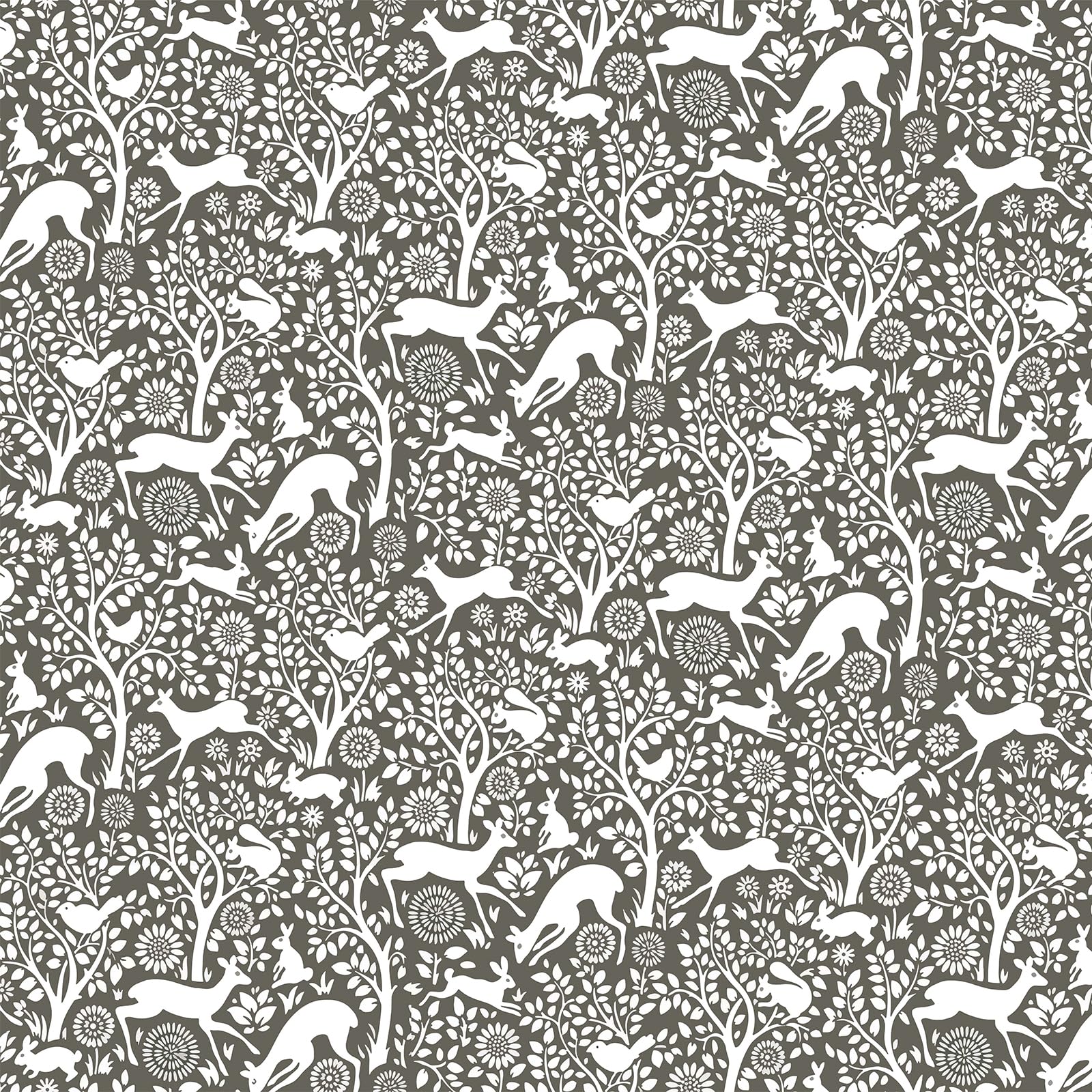 Abyssaly Animal Peel and Stick Wallpaper, Neutral Peel and Stick Wallpaper Rabbit and Deer, Vintage Renter Friendly Wallpaper Peel and Stick Wallpaper Grey/White 17.3" x 118"