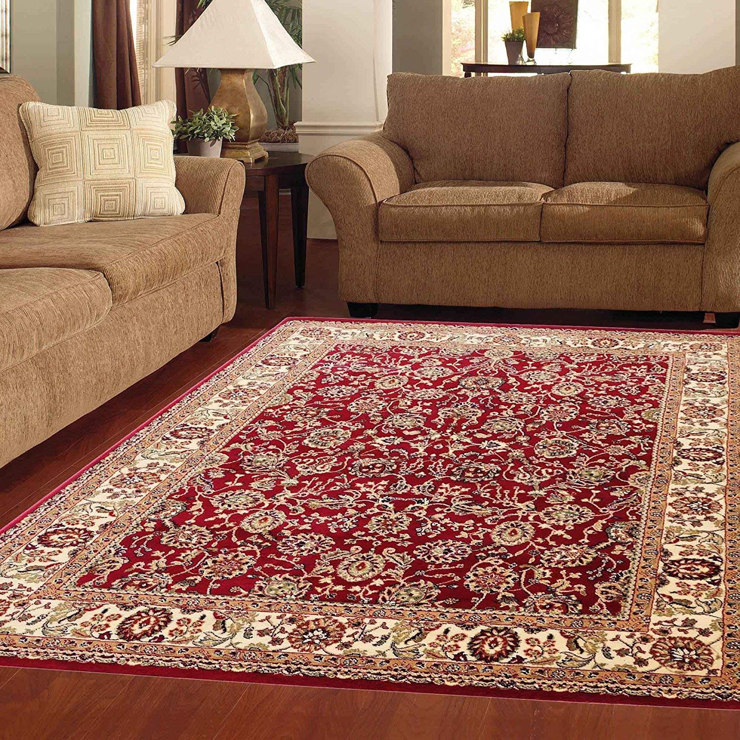 AKIRA Carpets Kashmiri Traditional Persian Design Carpet for Your Living Room and Bedroom Size 5 X 7 feet Color-Ivory