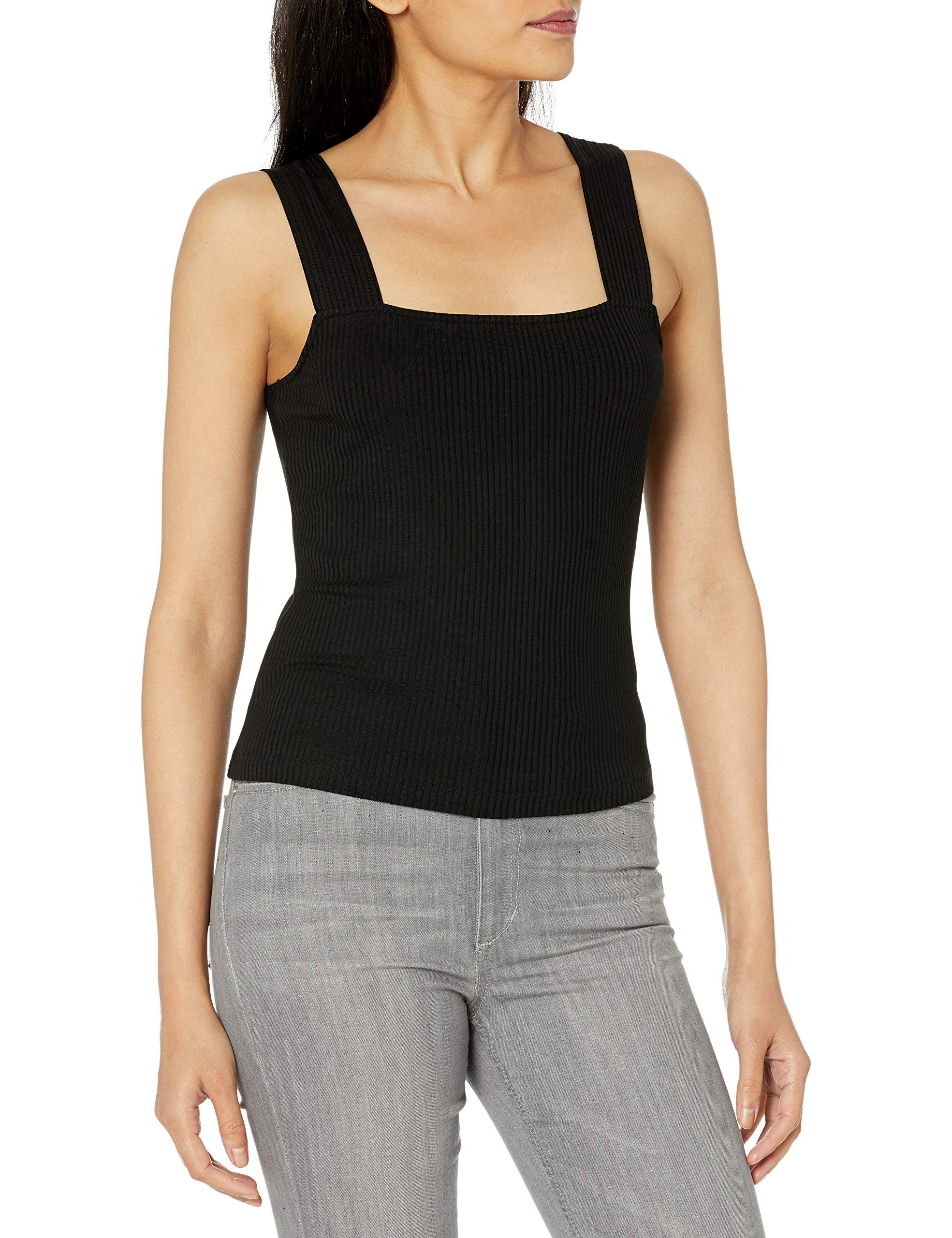 The Drop Women's Jody Square-Neck Cropped Fitted Rib Knit Tank Top