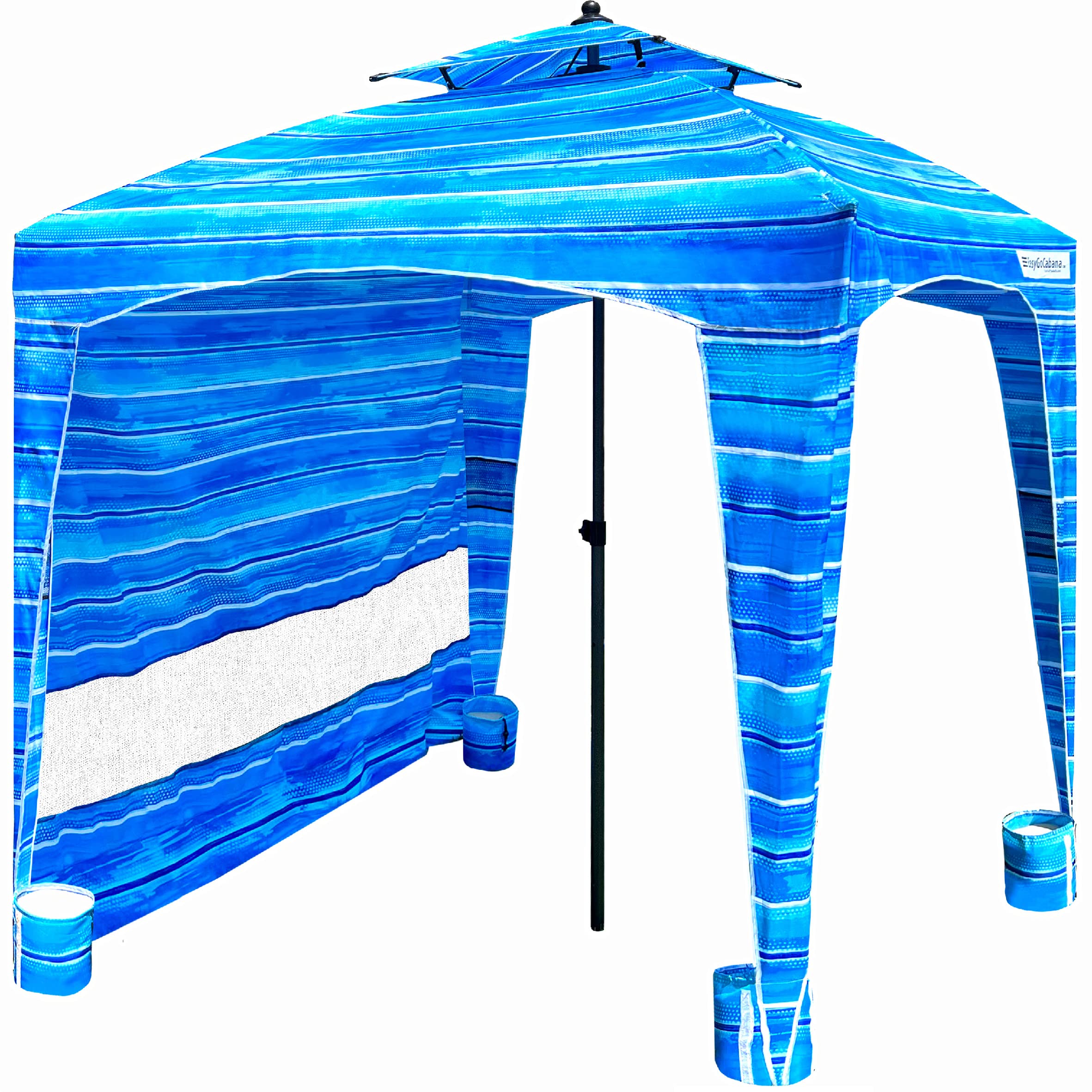 EasyGo Cabana - 6' X 6' - Beach & Sports Cabana Keeps You Cool and Comfortable. Easy Set-up and Take Down. Large Shade Area. More Elegant & Classier Than Beach Umbrella