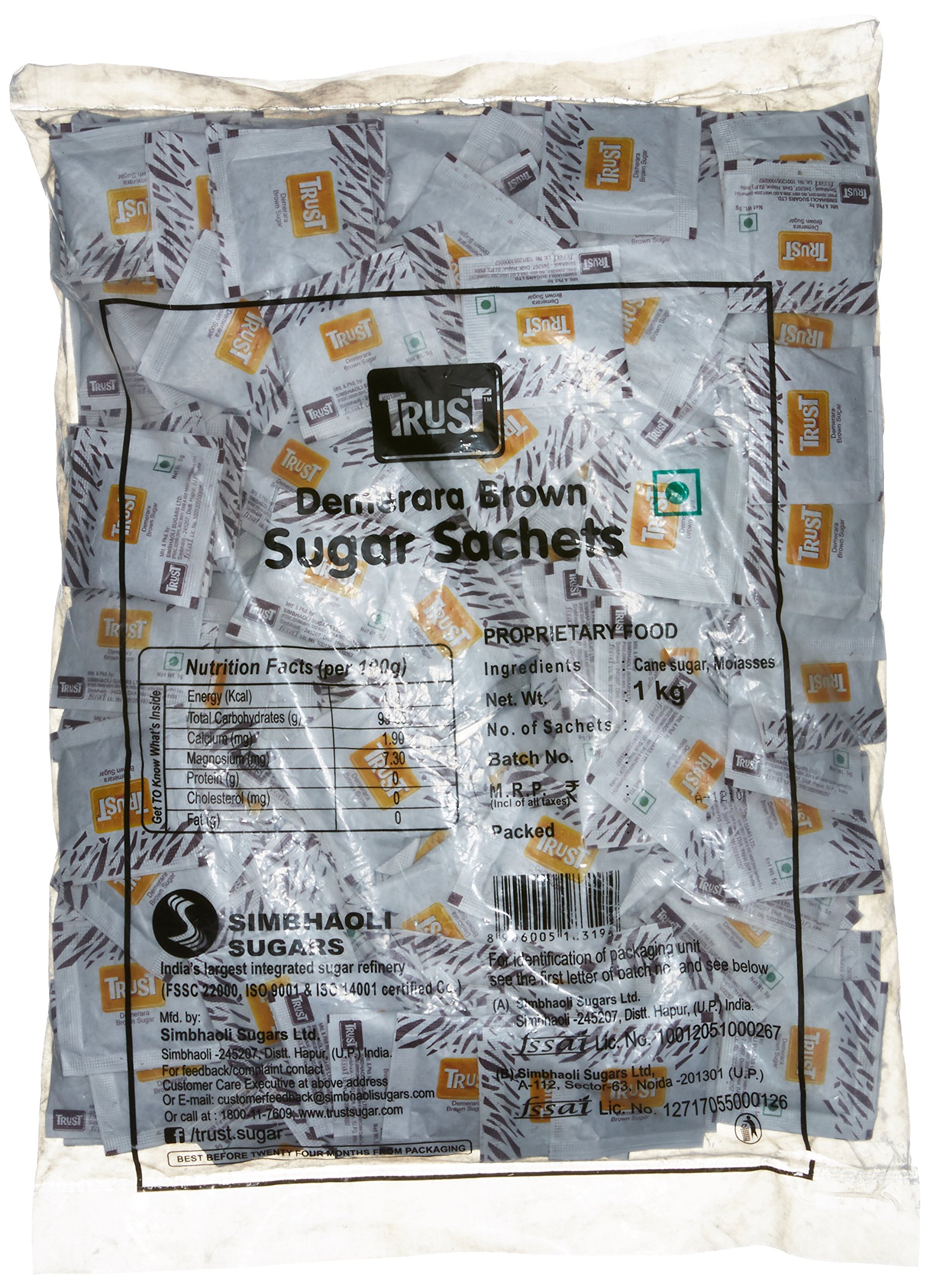 Trust Demarara Rectangular Brown Sugar Sachets, 1000 g