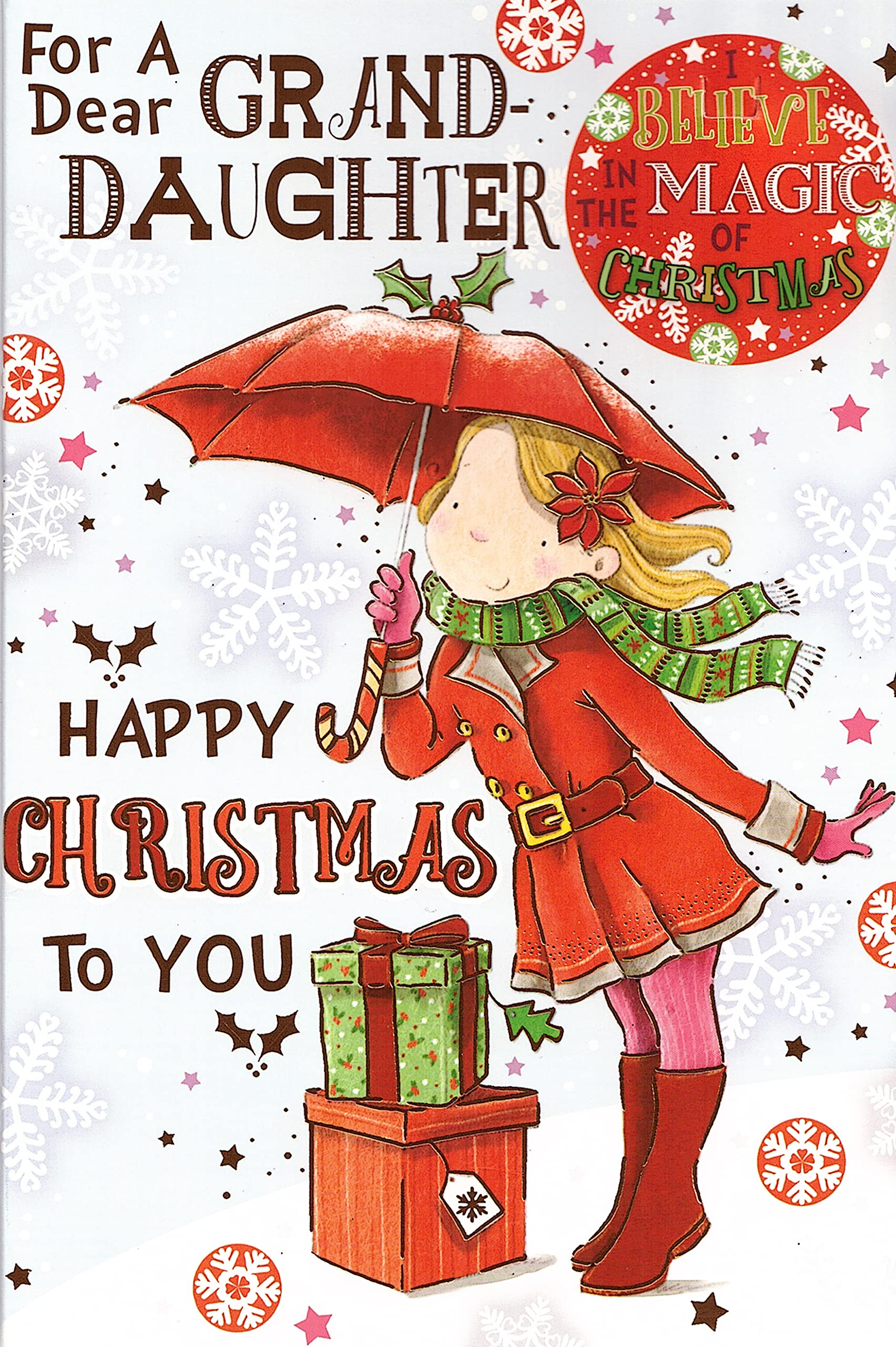 Granddaughter Christmas Card - Size 6" X 9" with Badge