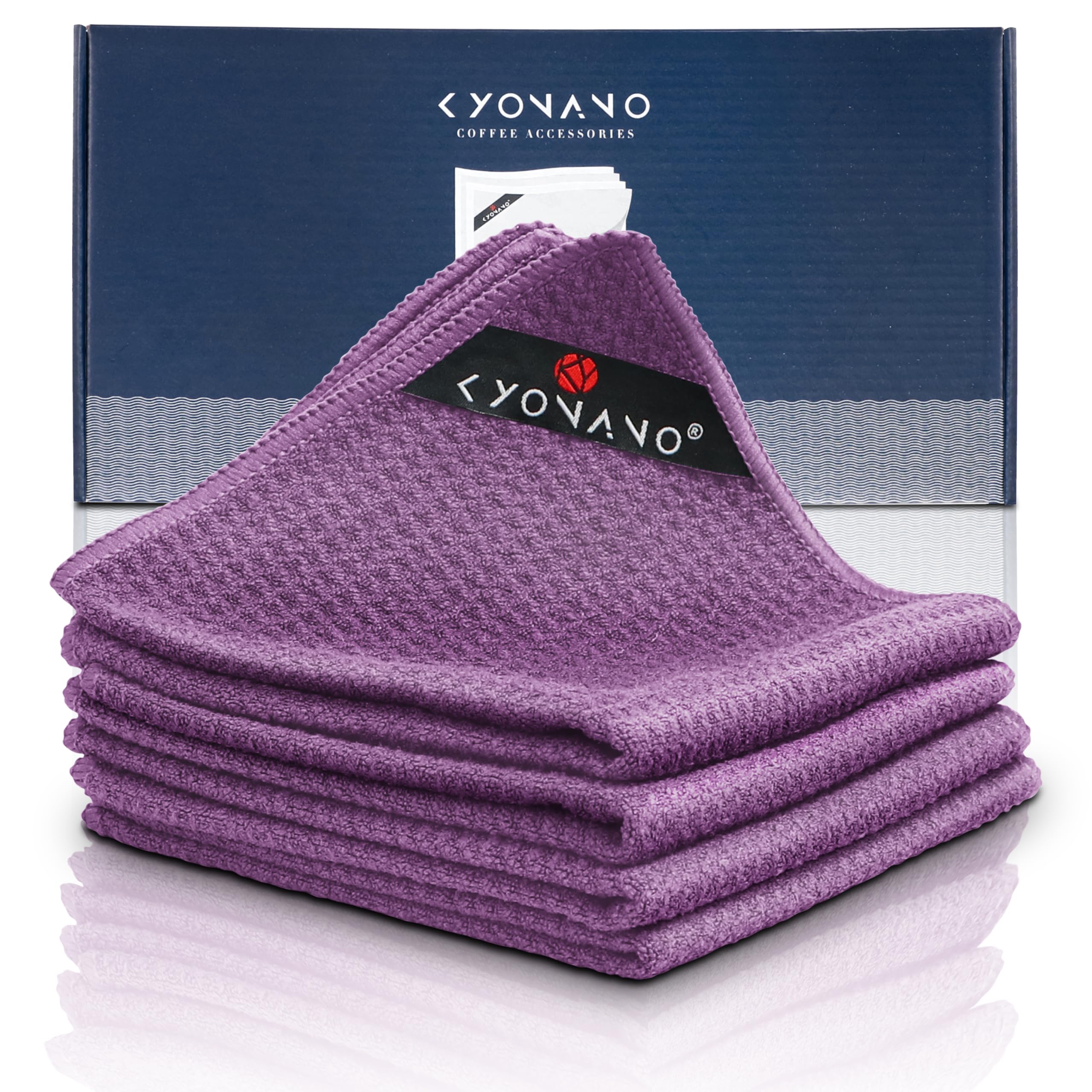 KYONANO Barista Cloth Set of 4, 30 x 30 cm Cleaning Cloth for Cleaning Your Coffee Equipment, Extremely Absorbent, Barista Cloth for Steam Plant and Portafilter Machine (Purple)