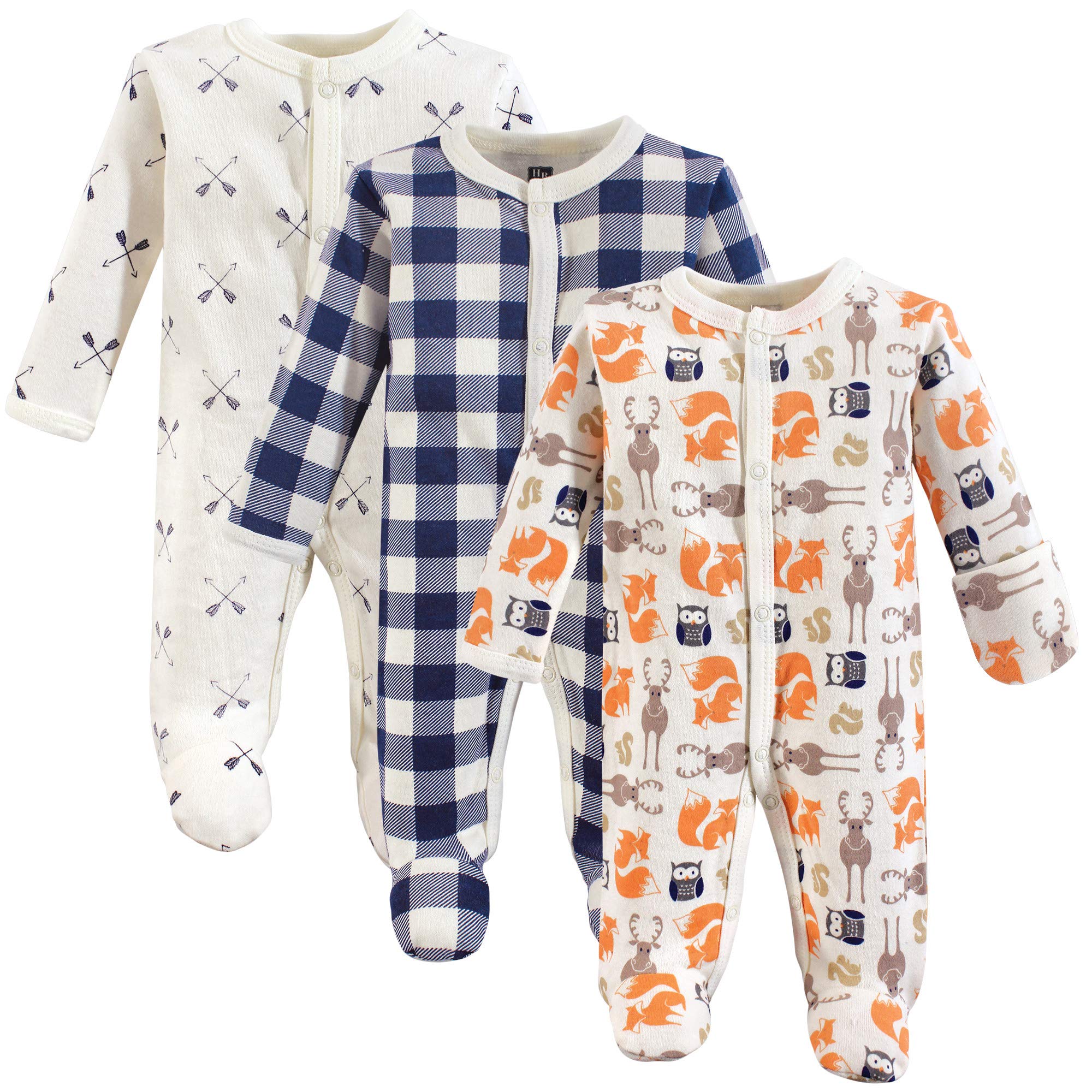 Hudson Baby baby-girls Cotton Preemie Sleep and Play Sleepers (pack of 3)