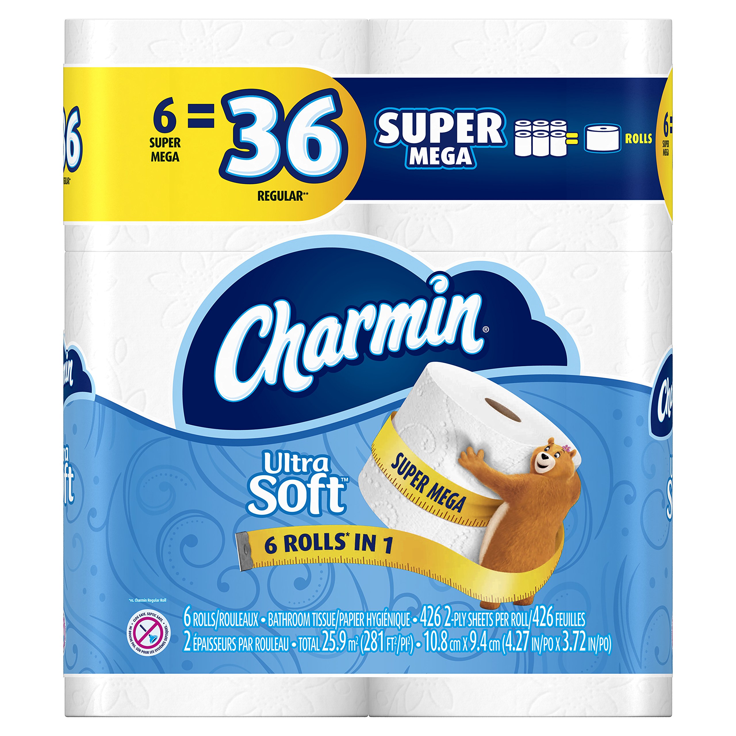 CharminUltra Soft Toilet Paper Super Mega Rolls, 6 Count