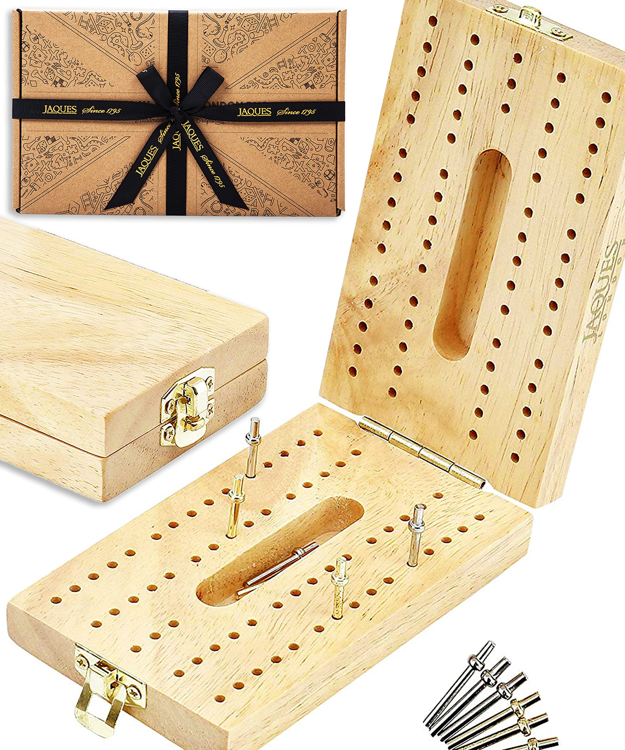 Jaques of LondonHardwood Folding Cribbage Board Complete with Pins