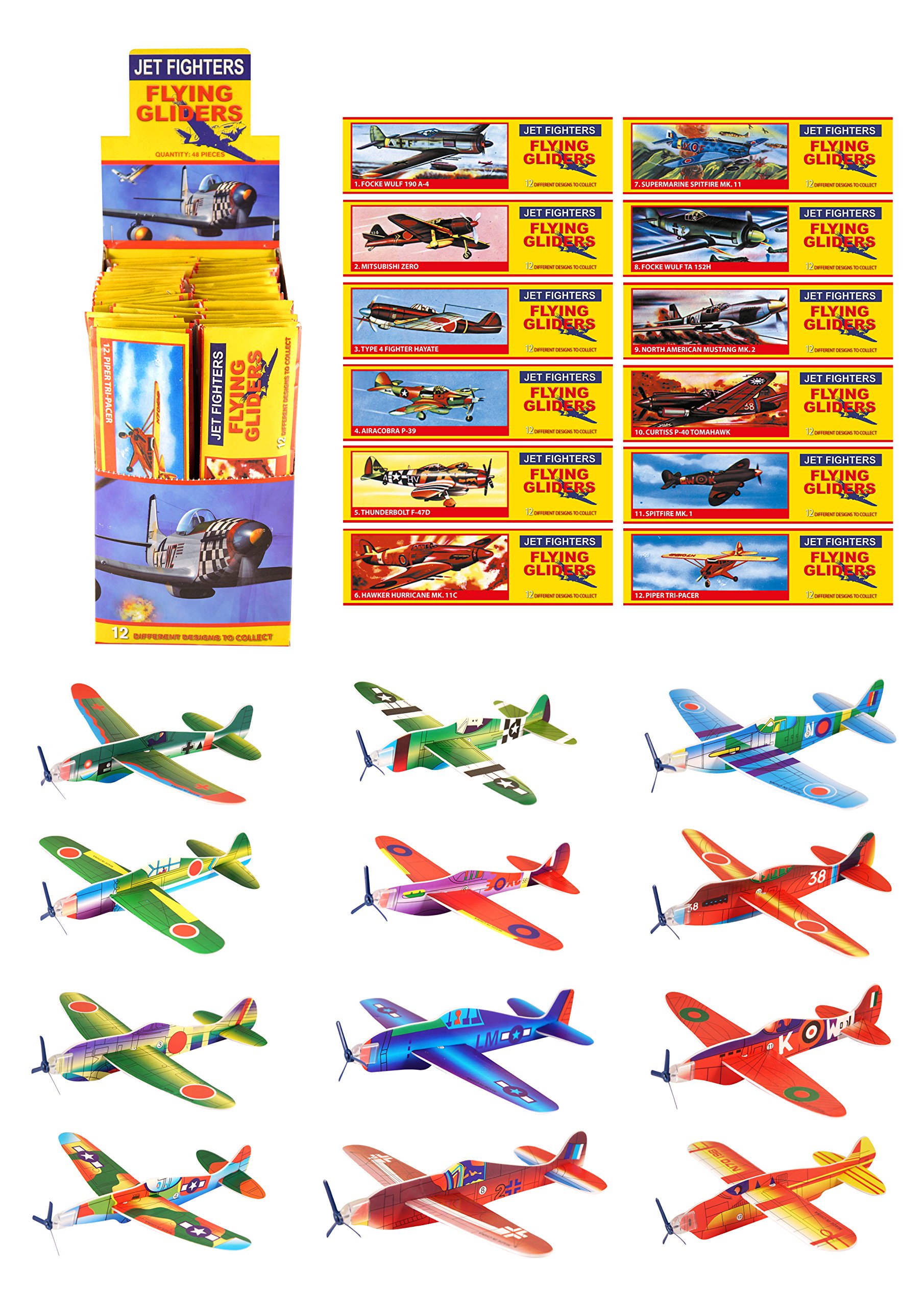 HENBRANDT 48 Flying Glider Plane Kits - childrens party bag filler - ww2 planes