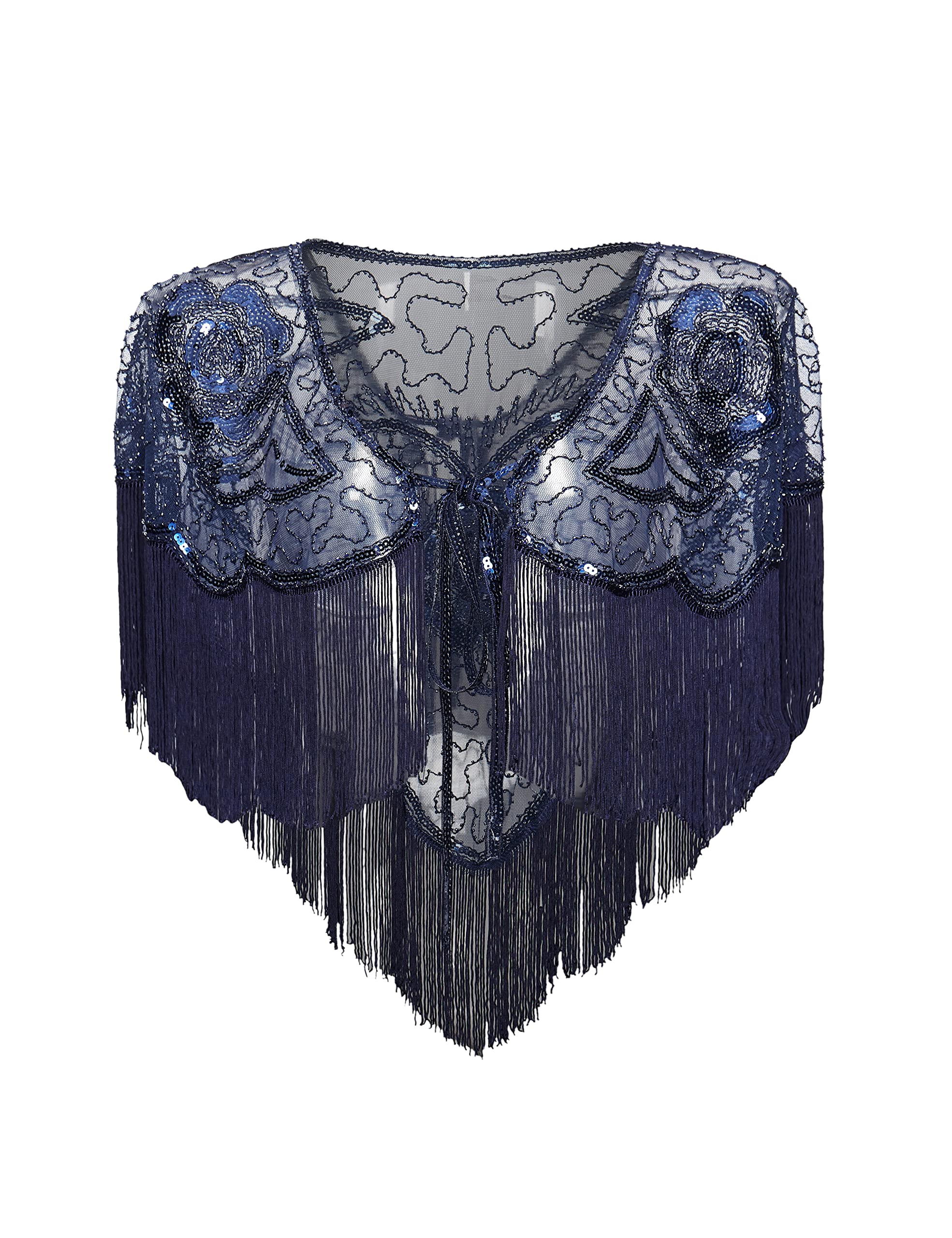 BABEYOND1920s Shawl Wraps Gatsby Beaded Evening Cape Bridal Shawl for Evening Dresses Wedding Party