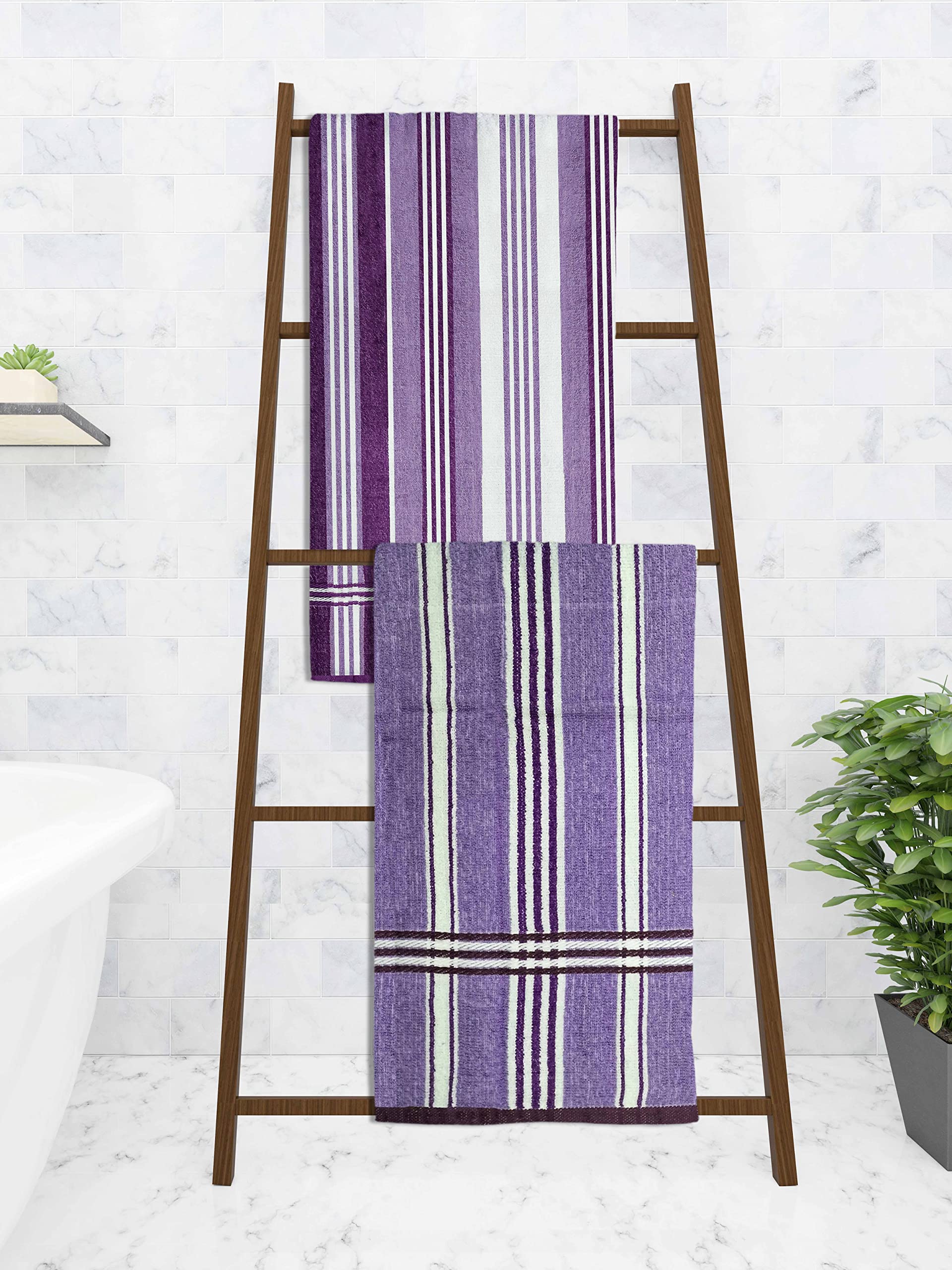 Athom Trendz Ecosaviour Striped Cotton Bath Towel 70x140 cm Multicolour Pack of 2