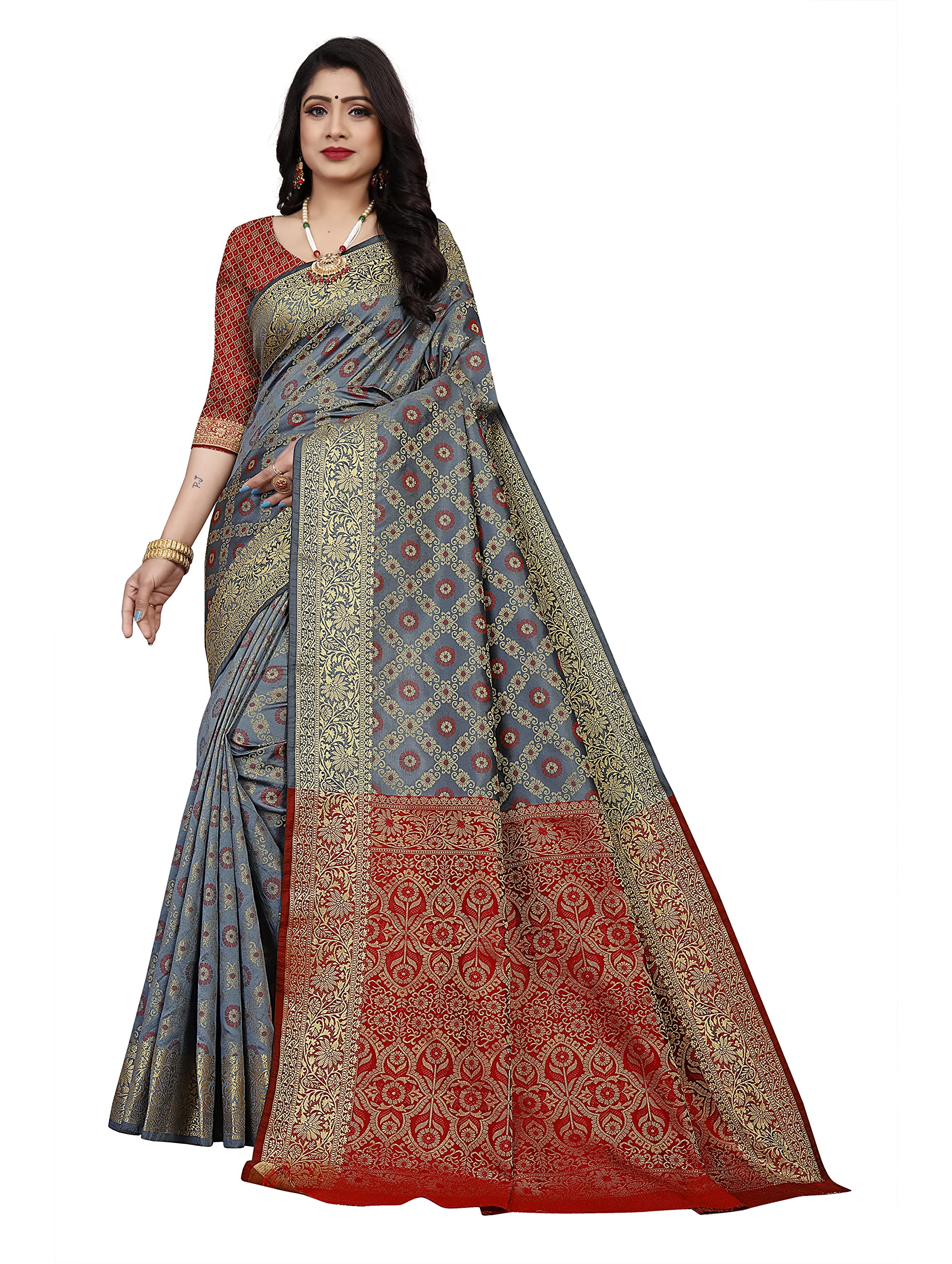 Pisara Women Silk Saree With Unstitched Blouse Piece