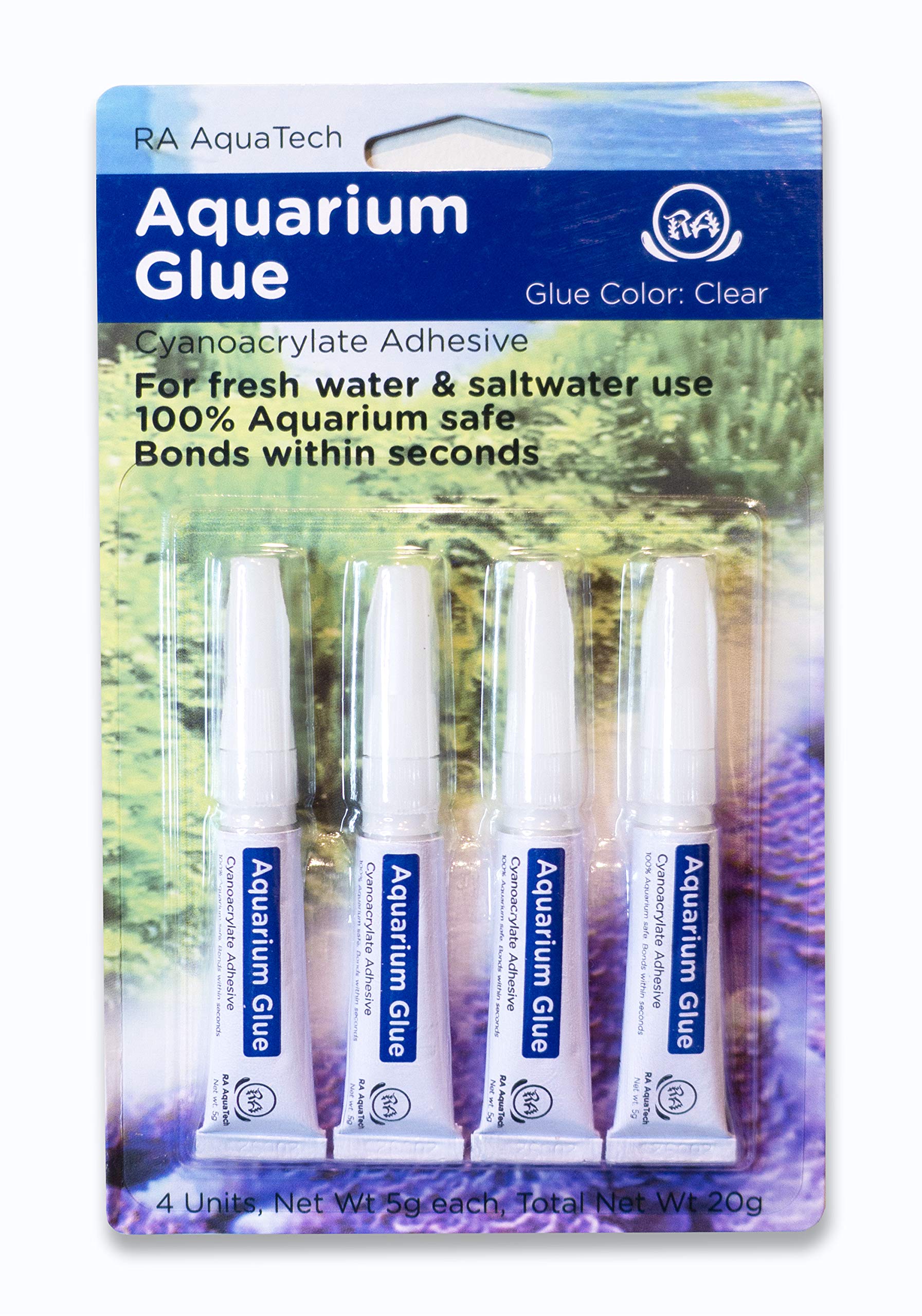 RA AquaTech Aquarium Glue Clear for Plants Corals aquascaping Instant Aquarium Safe (4pcs Pack)