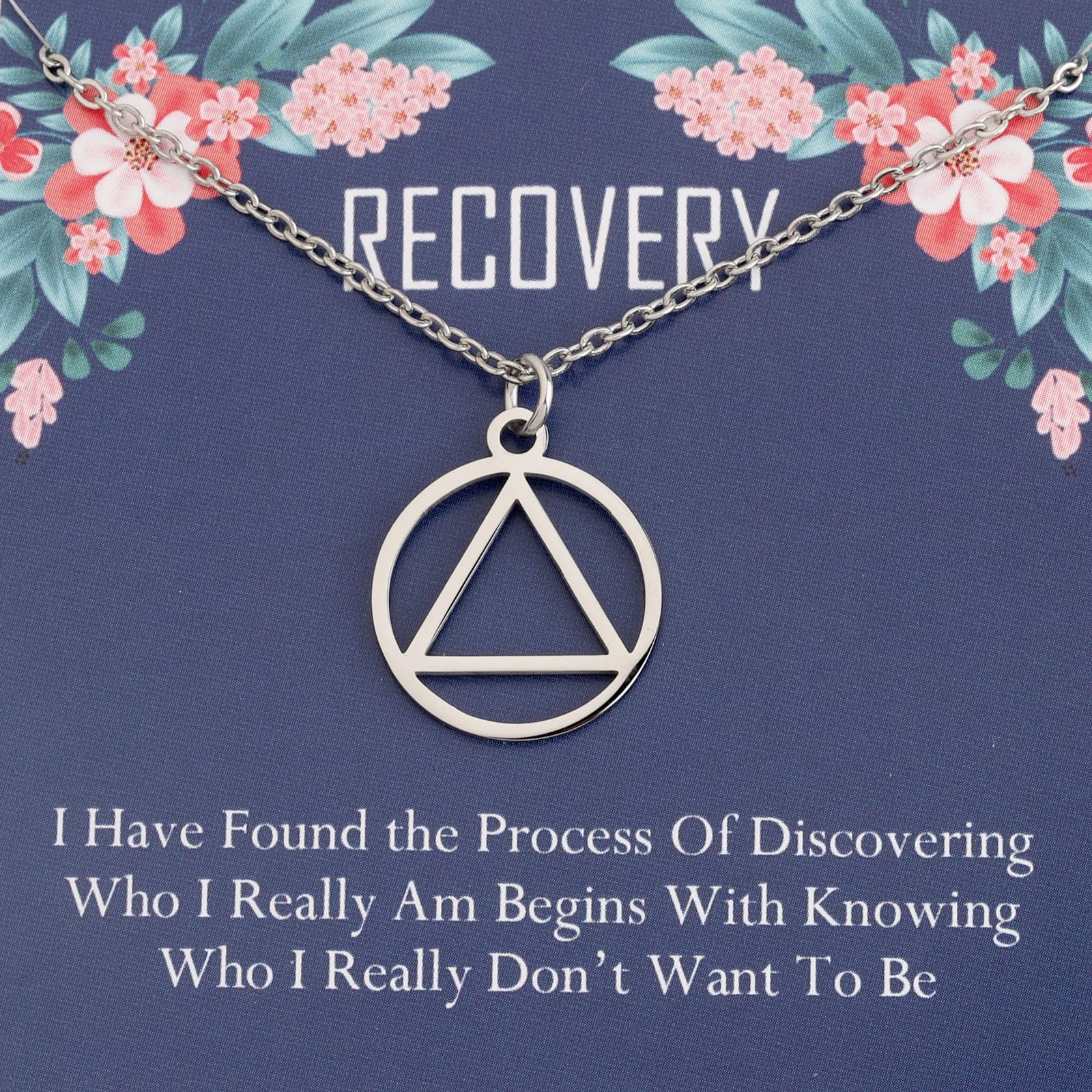 KUIYAIAA Necklace AA Recovery Gift Alcoholics Anonymous Gift Sober Jewelry Friends Gift Sobriety Necklace For Her Him