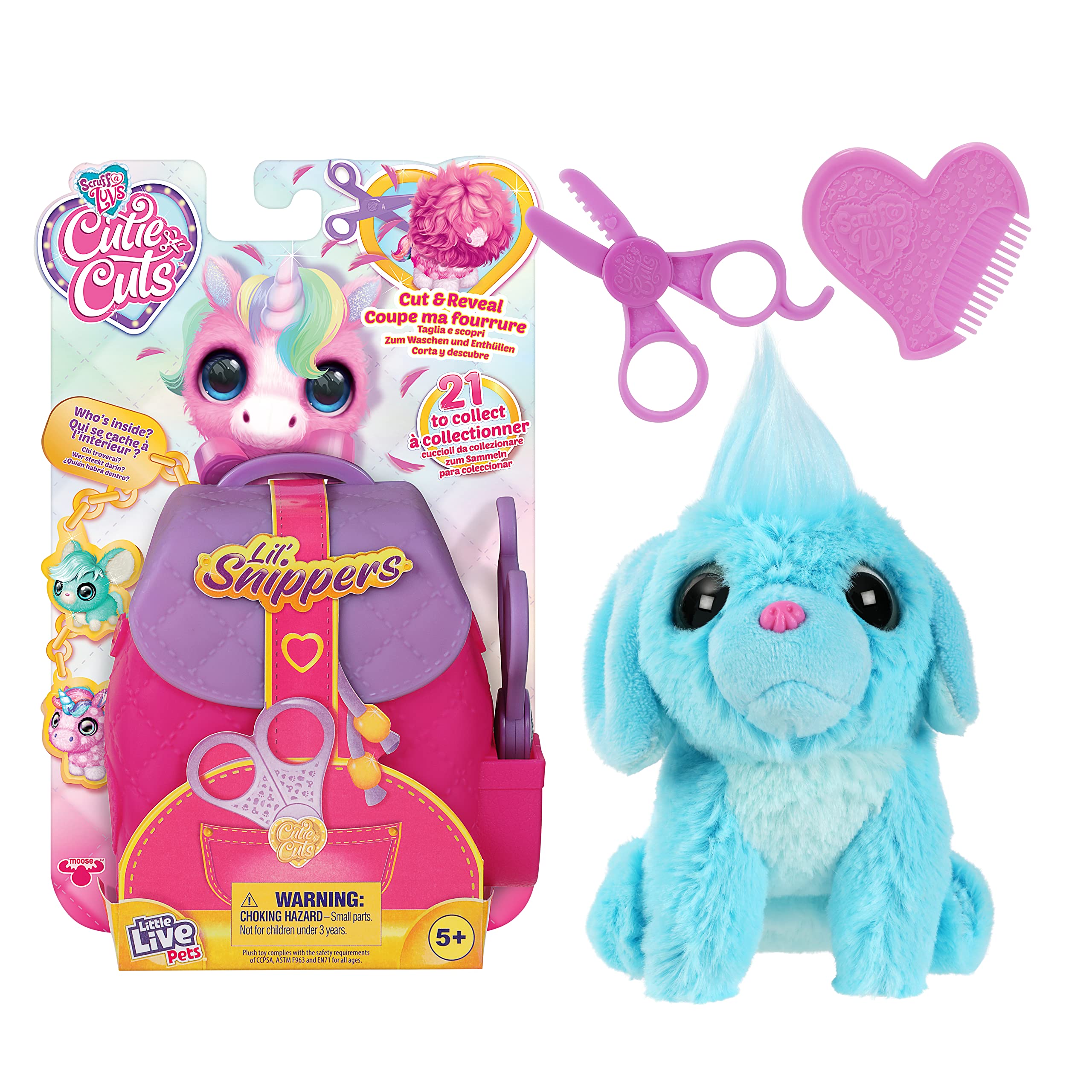 Scruff-a-LuvsLittle Live Pets Scruff a Luvs Cutie Cuts Lil' Snippers. Plush Rescue Pet. Cut Fur, Reveal, Groom With Comb, & Display With Backpack Packaging., 30165