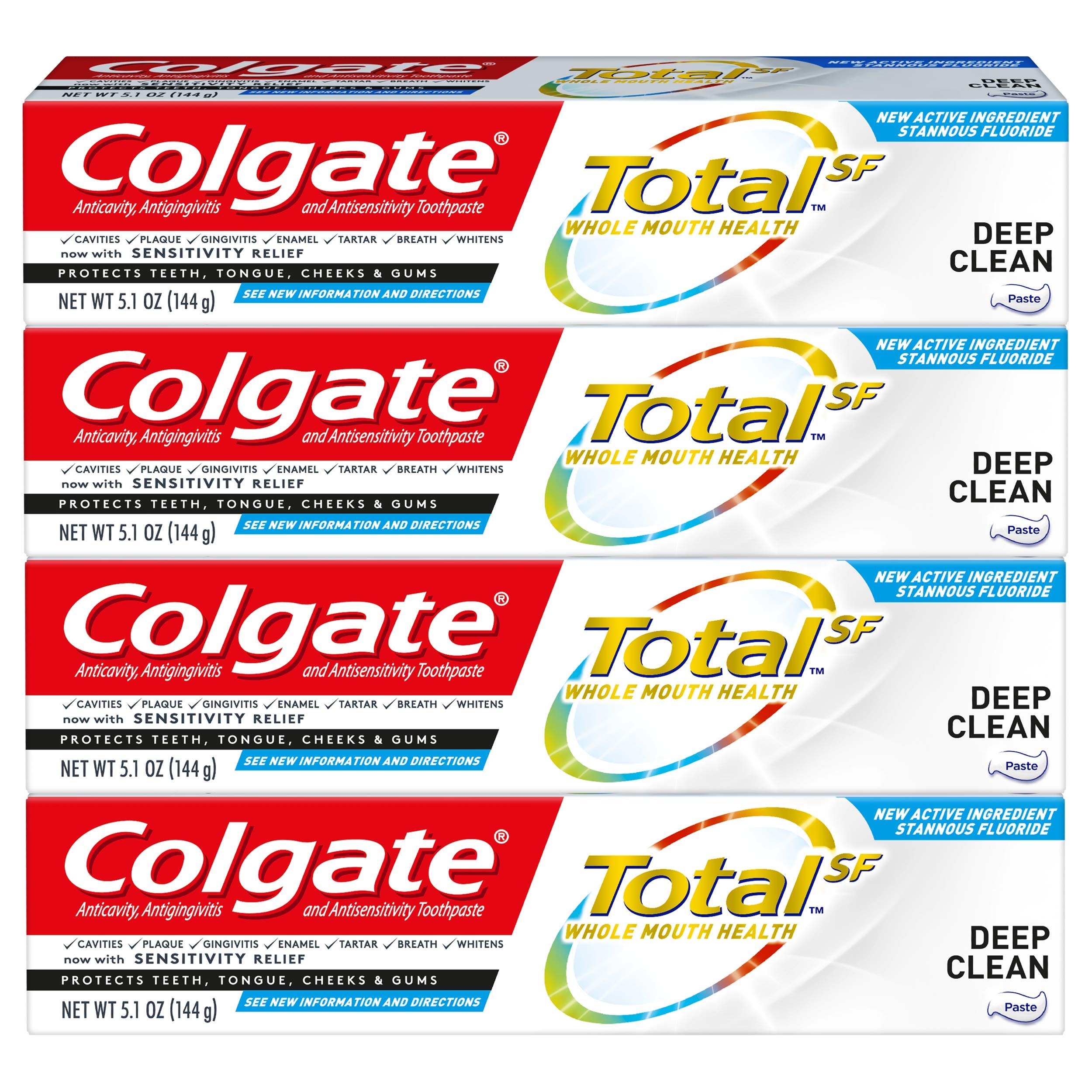 Colgate Total Toothpaste, Deep Clean - 5.1 Ounce (Pack of 4)