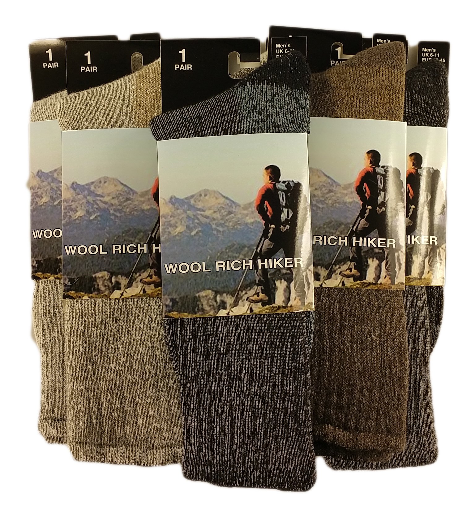 Sock Stack 3 Pairs Of Mens Wool Hike Trekking Socks Thick Chunky Walking Work Boot Sock Outdoor Padded Anti Blister