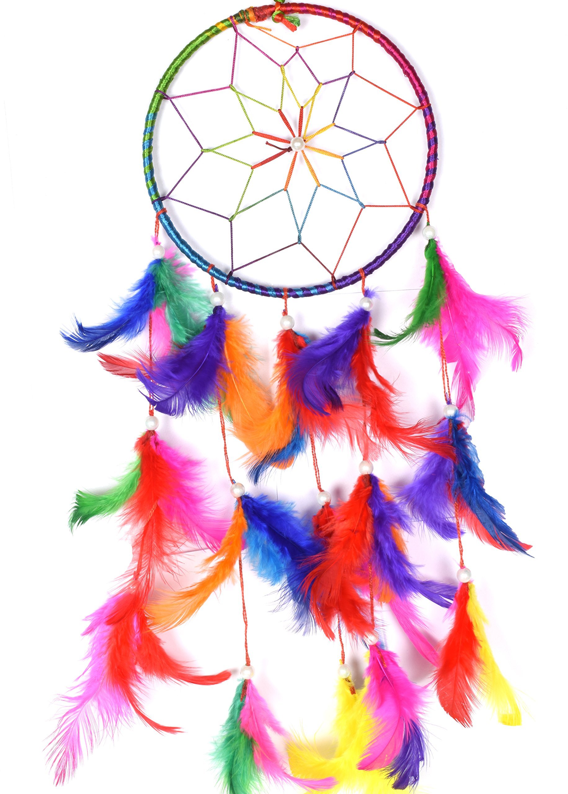 Ryme Handmade Beaded Dream Catcher Wall Hanging (Size 6 Inches Diameter) (Multi, Pack of 3)