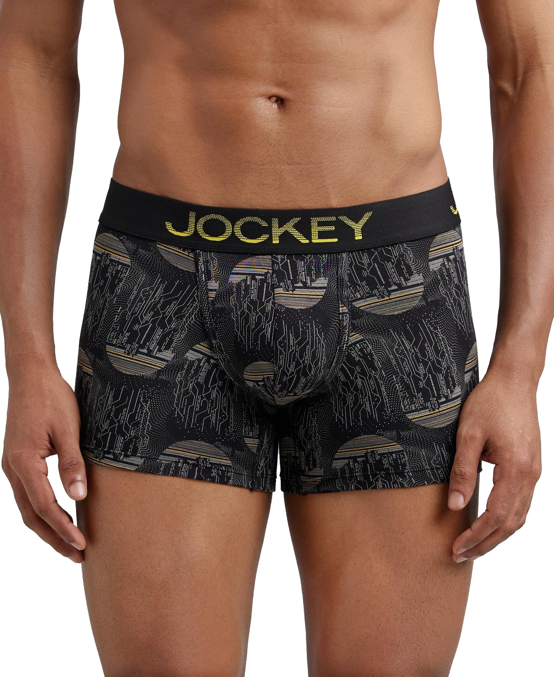 JockeyFP23 Men's Super Combed Cotton Elastane Stretch Printed Trunk with Ultrasoft Waistband (Prints May Vary)