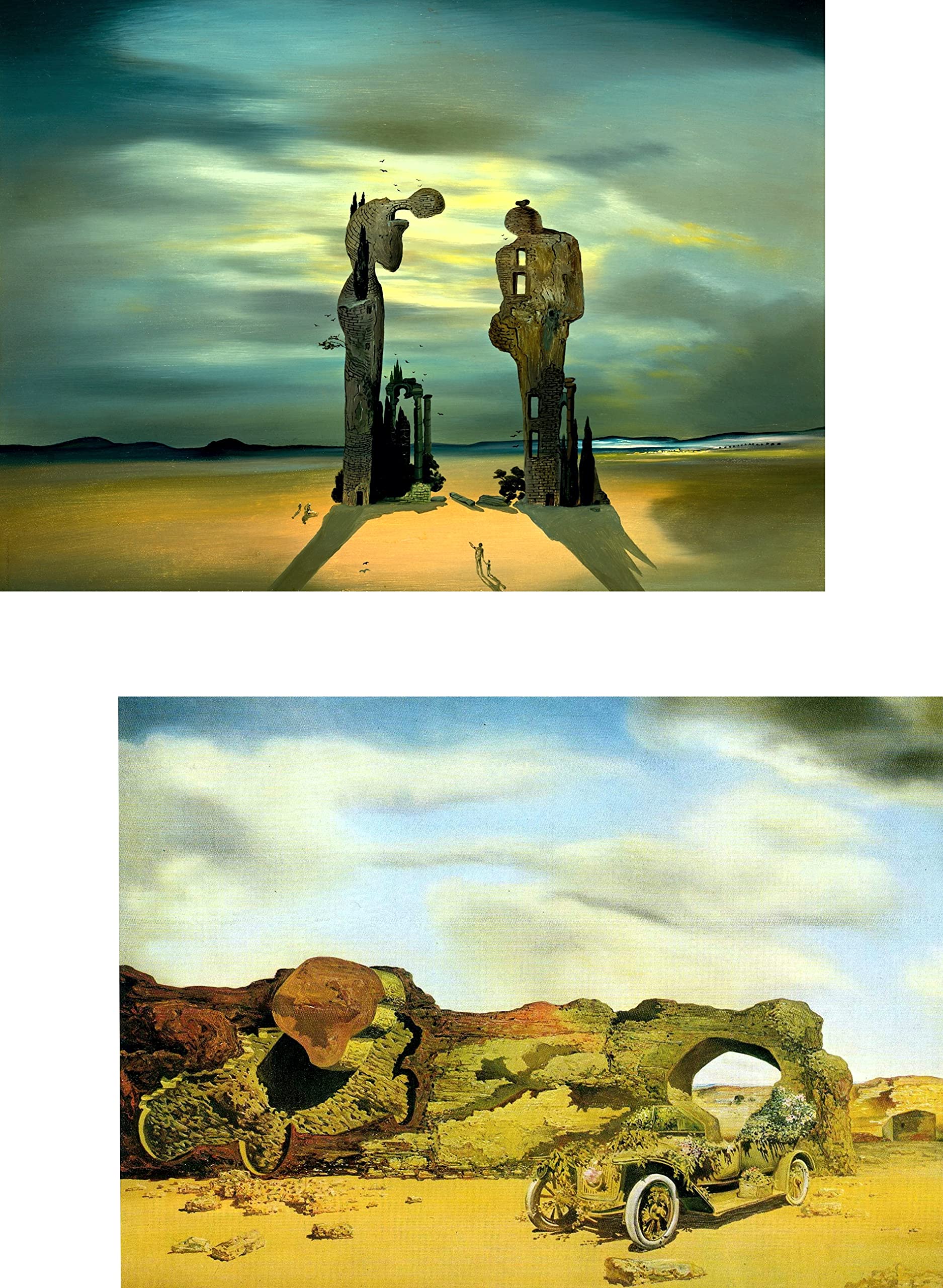 Adventures® *Archeological Reminiscence Millet's Angelus* & *Paranoiac-Critical Solitude*- Two Paintings by Salvador Dali, Set of 2 Wall Décor Frames (Acrylic Frame) Size 18"x24" each