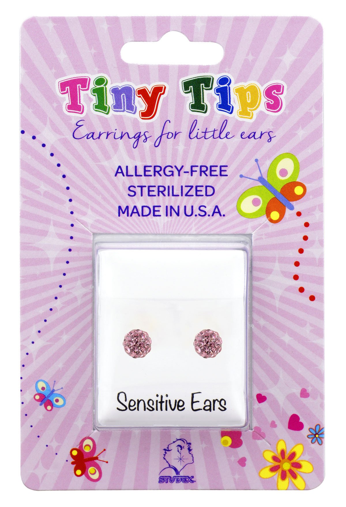 StudexSTUDEX Tiny Tips Stud Earrings Hypoallergenic for Little Ears 4.5mm Light Rose Fireball-TT-340W