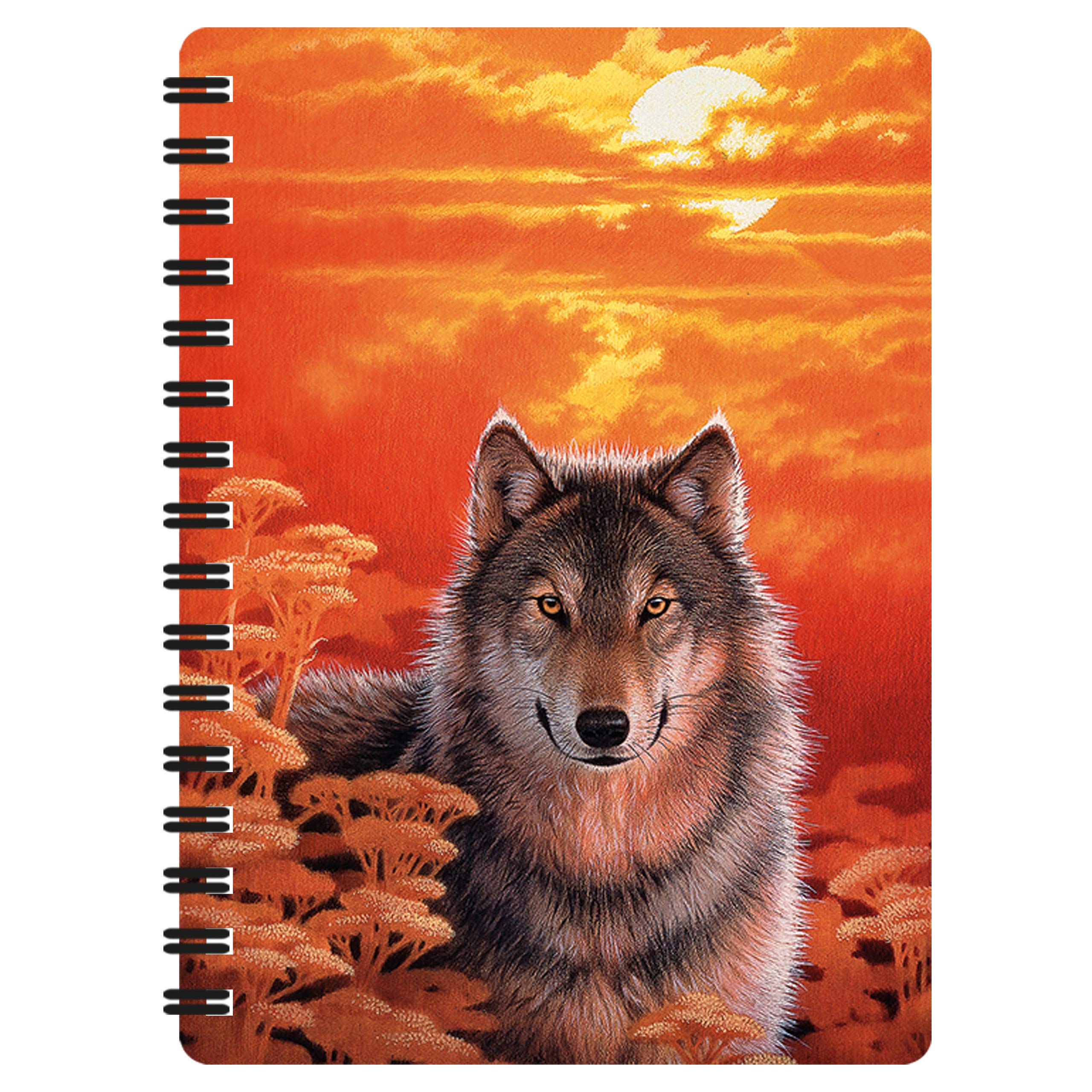 3D LiveLifeJotter - Gaze from Deluxebase. Lenticular 3D Wolf A6 Spiral Notebook with Plain Recycled Paper Pages. Artwork Licensed from Renowned Artist Joh Naito