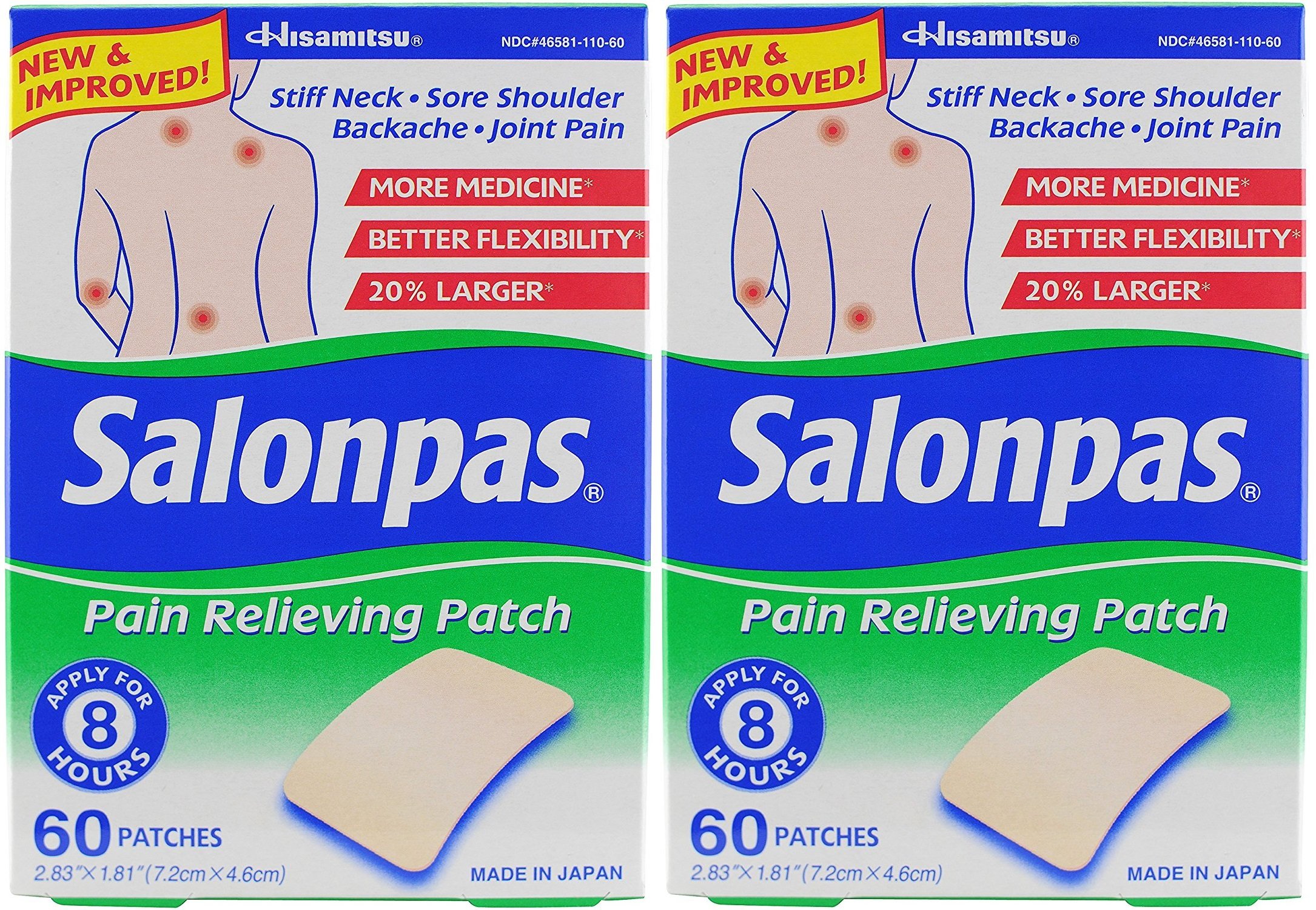 SalonpasPain Relieving Patches, 60 Count (Pack of 2)