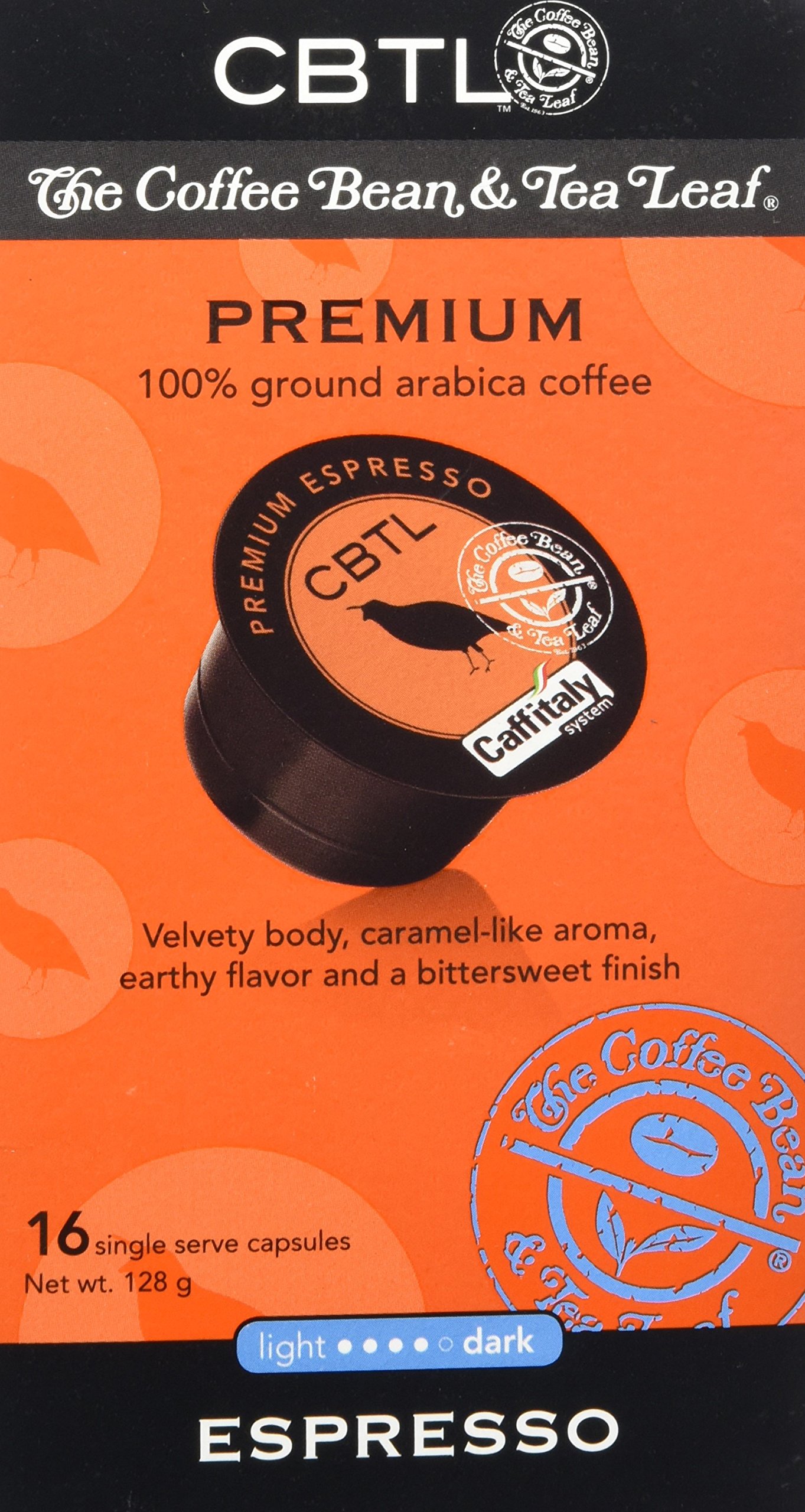 The Coffee Bean & Tea Leaf, Single Origin Premium Espresso Capsules for Caffitaly Brewers, 16-Count Pods