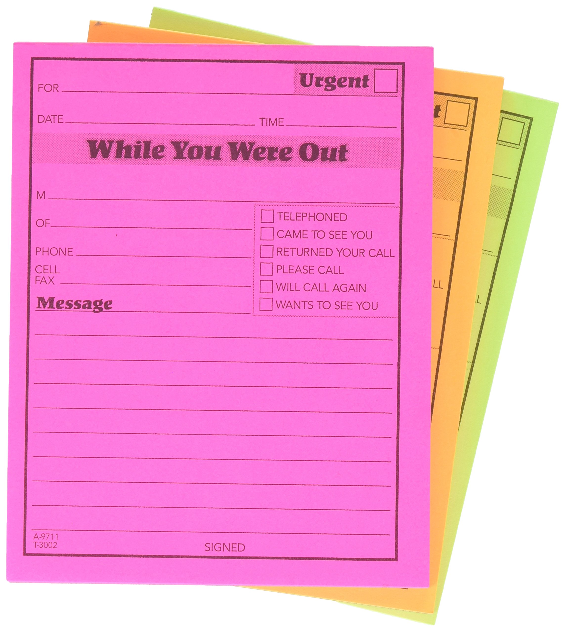 Adams While You were Out Pads, 4.25 x 5.25 Inches, Assorted Neon Colors, 50 Sheets/Pad (6-Pack) (9711NEON)