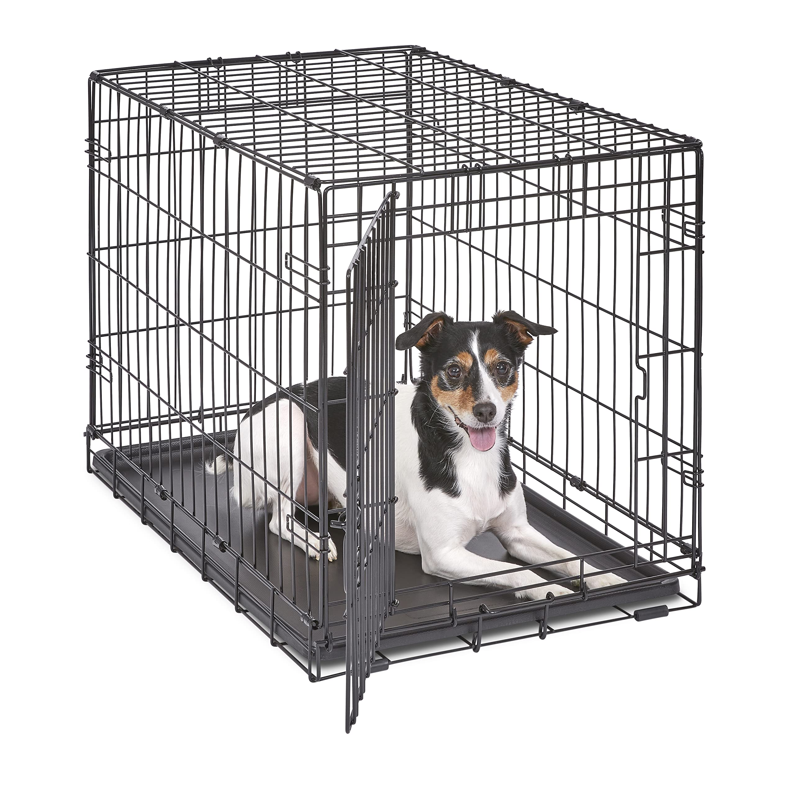 New World Newly Enhanced Single Door 76.2 cm (30-Inch) Dog Crate for Small Dog Breeds; Includes Leak-Proof Pan, Floor Protecting Feet, & New Patented Features; B30