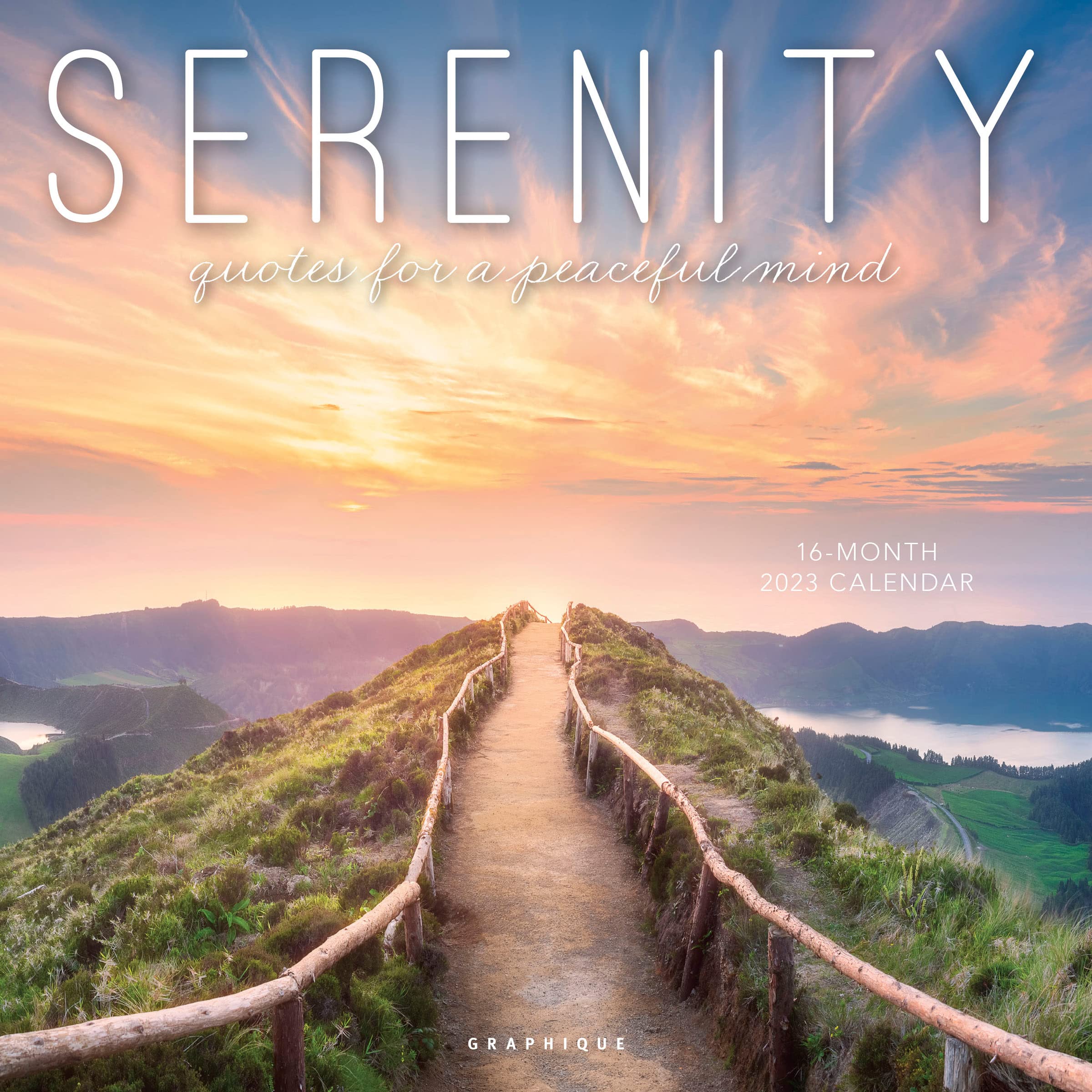 Graphique 2023 Serenity Wall Calendar | 12” x 12” | Thick Paper | Home & Office Organizer | Large Monthly Grid | 3 Languages & Marked Holidays | 4 Month Preview Page for 2024