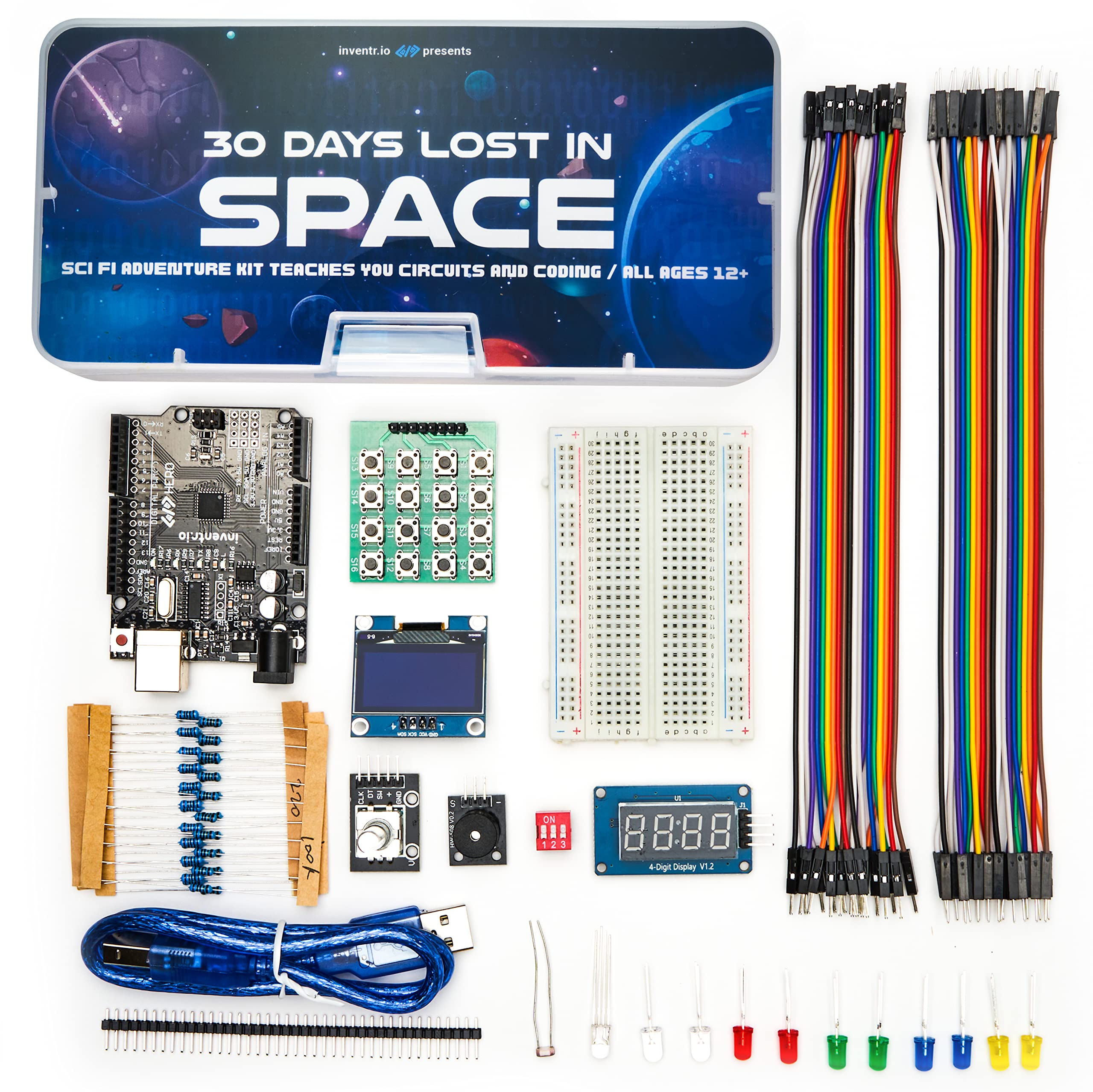 Adventure Kit: 30 Days Lost in Space for Exploratory Skills | Arduino IDE Compatible | Coding Challenge | Kids & Teens Robotics Project | Engineering Set by NASA Researcher