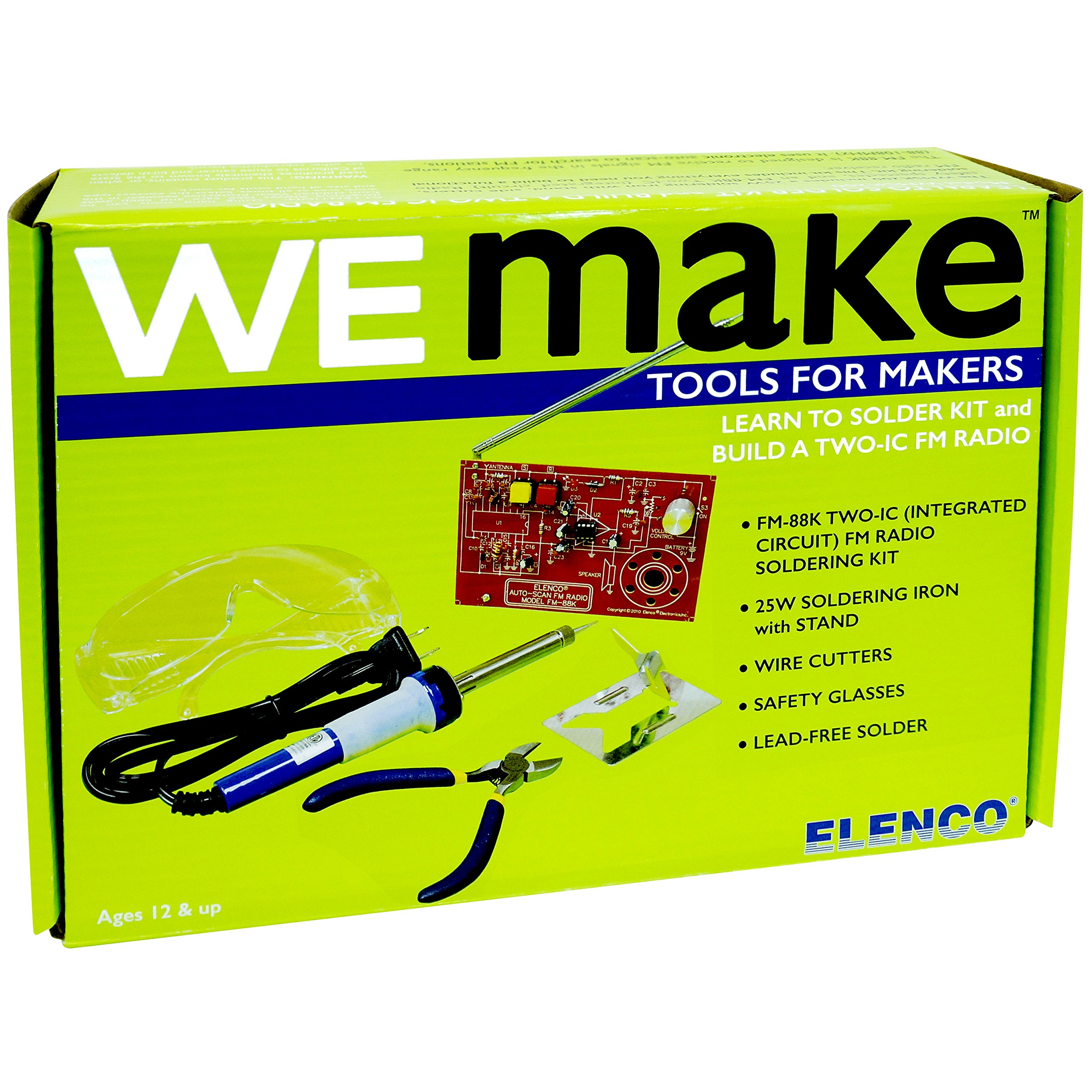 WEmake FM Radio DIY Soldering Kit with Tools | Soldering Iron | Side Cutters | Safety Glasses | Solder | Great Stem Project