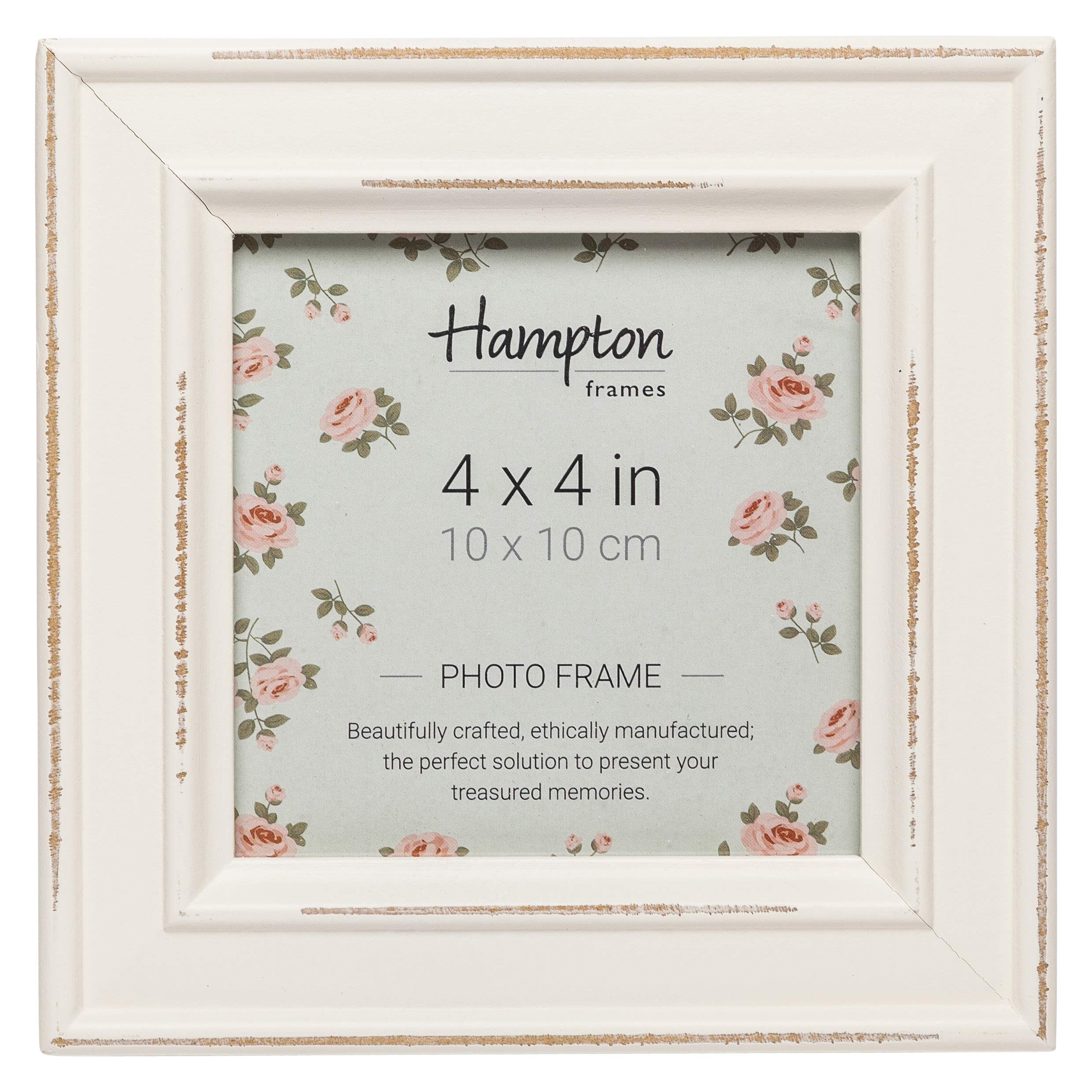 Hampton Frames PALOMA 4x4 (10x10cm) White Square Picture Photo Frame Glass PAL301944W