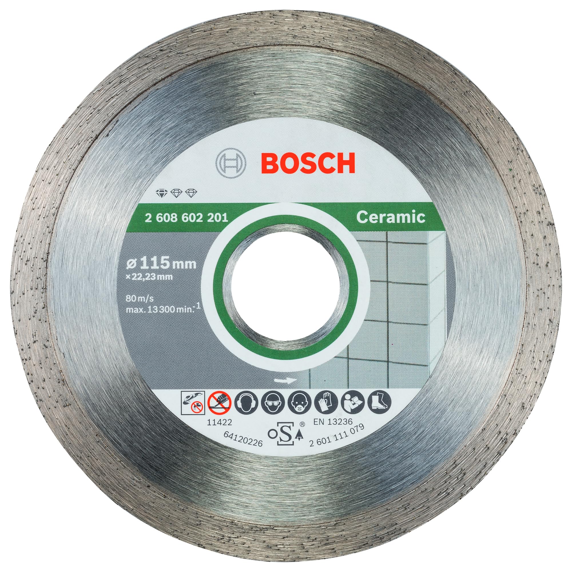 Bosch Professional 1X Standard For Ceramic Diamond Cutting Disc (For Stone, Tile, Ø 115 X 22,23 X 1,6 X 7 mm, Accessories For Angle Grinders)