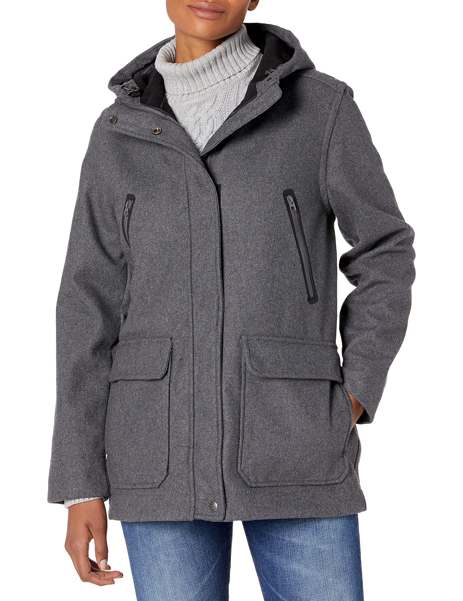 Woolrich Women's Seasons Change Hooded Coat Wool Blend Coat