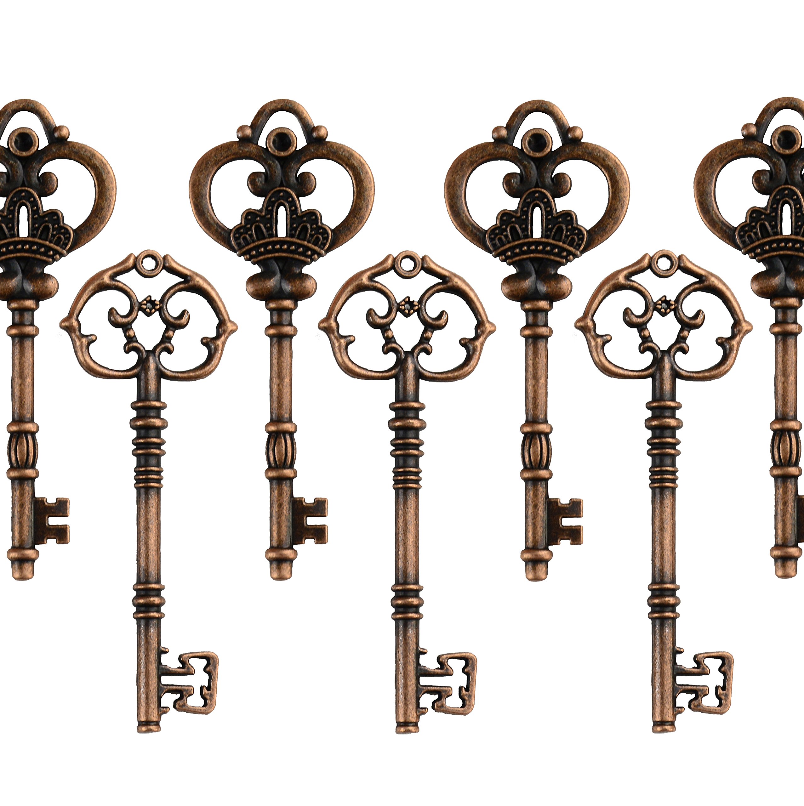 Makhry Mixed Set of 20pcs 3.1-3.3 inches Extra Large Key Vintage Key Skeleton Keys in Bulk for DIY Pendant (Antique Copper)