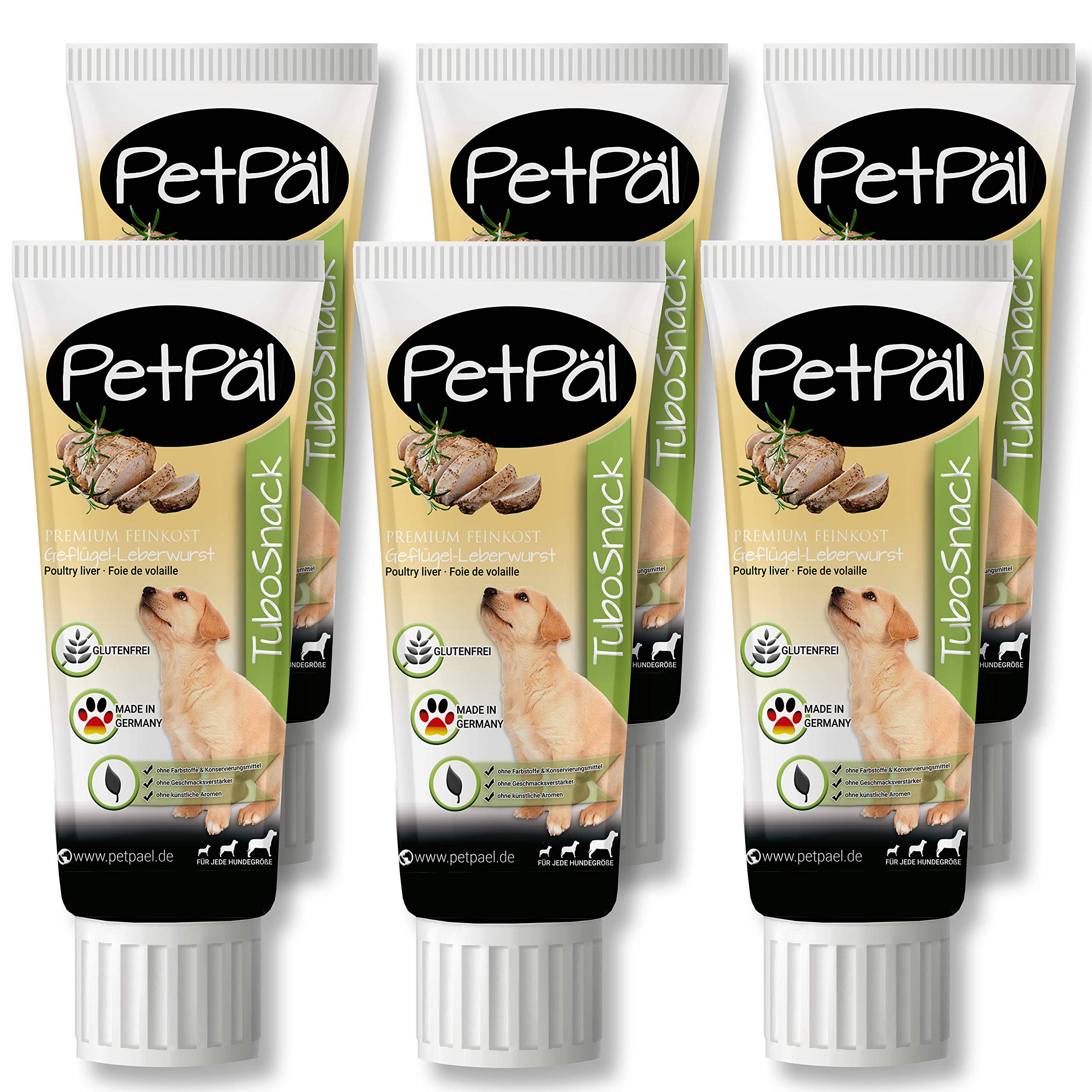 PetPäl Dog Poultry Paste “TuboSnack“ - Grain & Sugar Free - Premium Treat, Natural Snack for Your Dog - From the Tube: Easy to Dose for Clean Hands - Also Great for Puppies - 6x 75g - Made in Germany