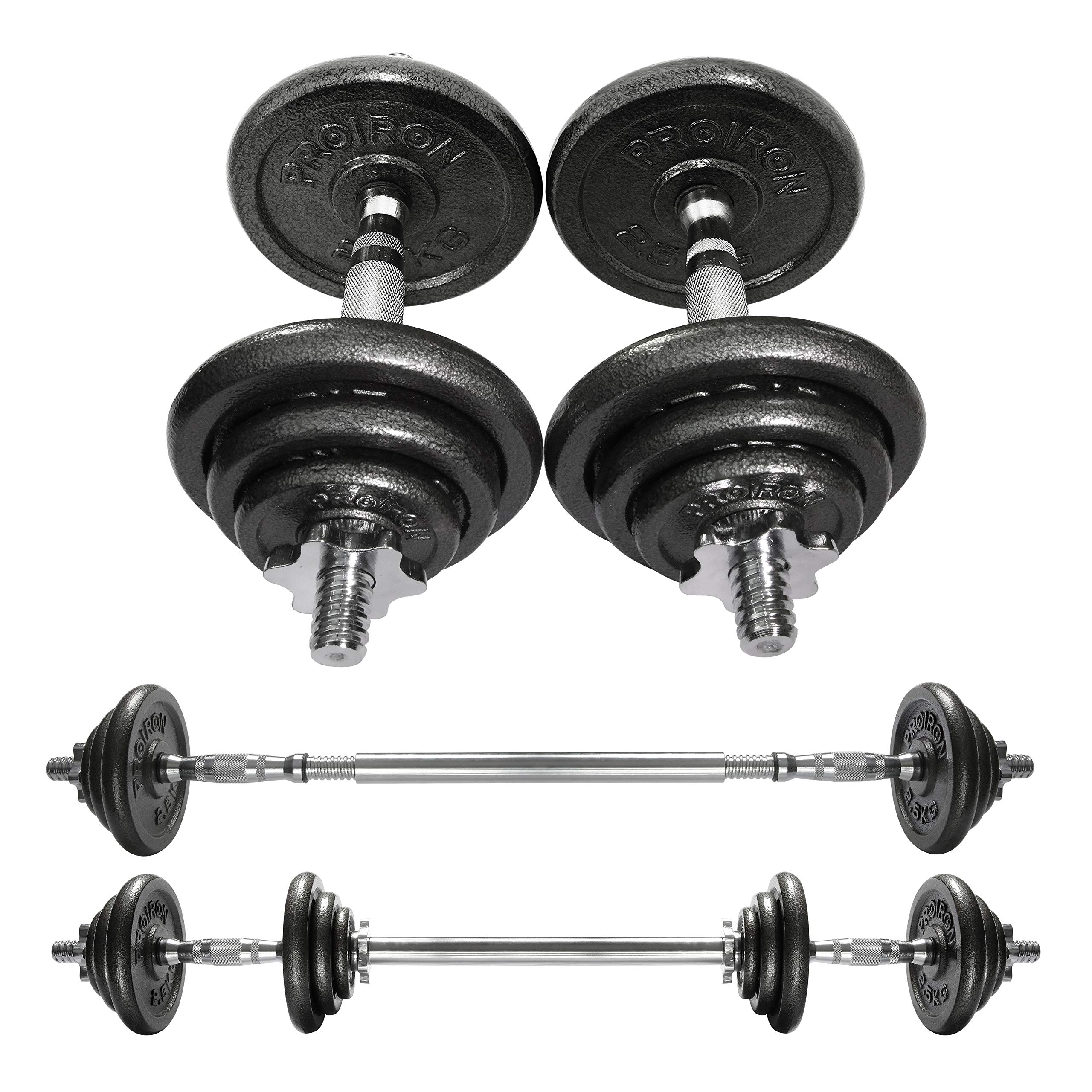 PROIRON 20kg/30kg Adjustable Dumbbells Weights set for Men Women, Cast Iron Dumbell Barbells set, Strength Training Equipment Home Gym Fitness, Hand Weights, Free Weights Bar Bell for Weight Lifting