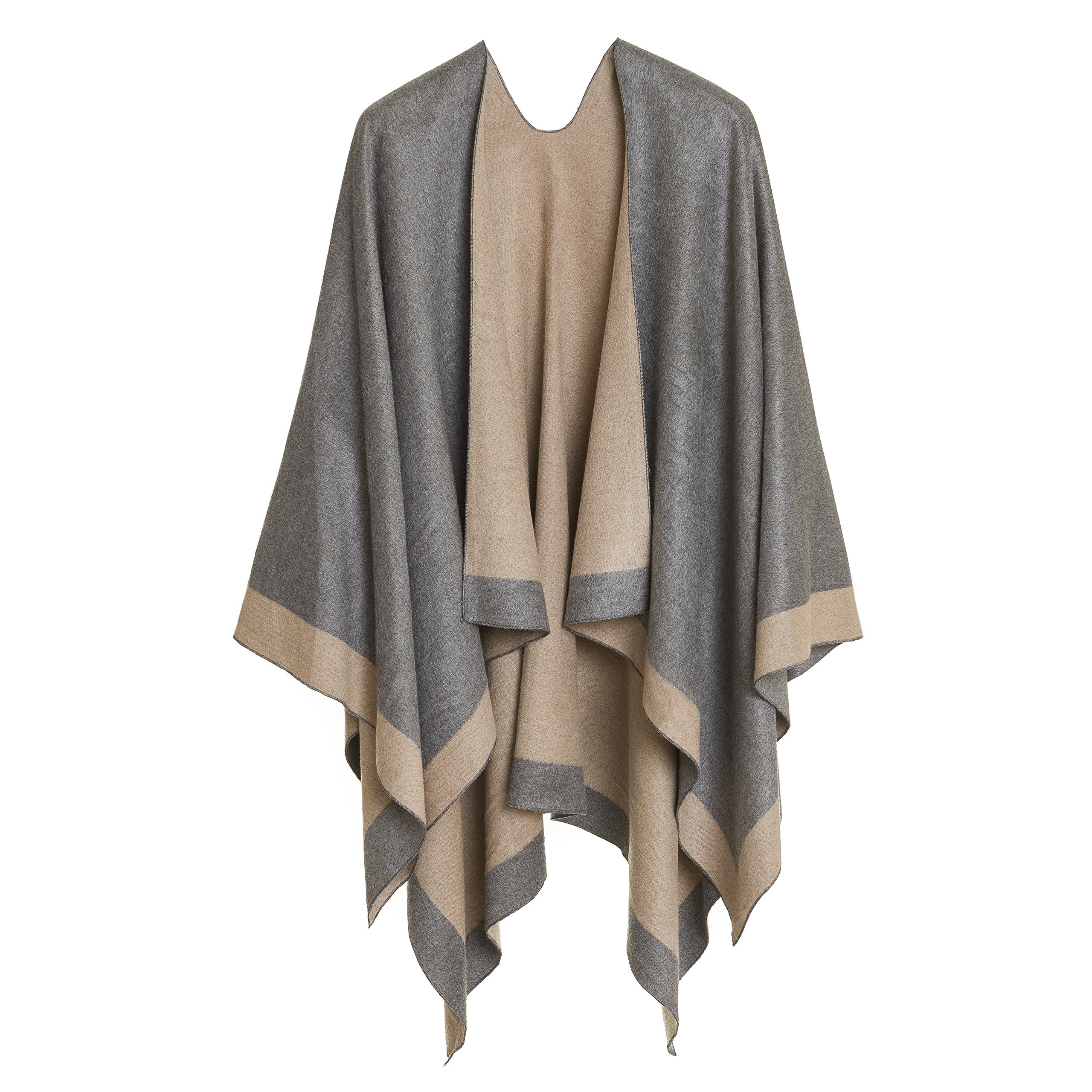 MELIFLUOS DESIGNED IN SPAINWomen's Shawl Wrap Poncho Ruana Cape Cardigan Sweater Open Front for Fall Winter