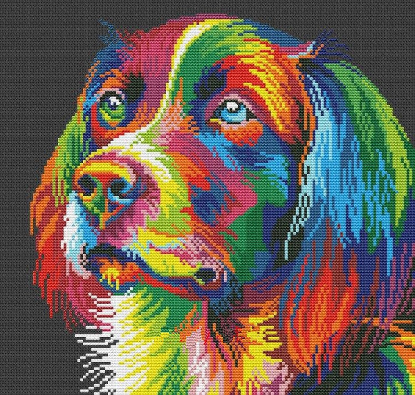 Colorful Dog in Dark counted cross stitch kits, 35*35cm Egyptian cotton counted cross stitch kits