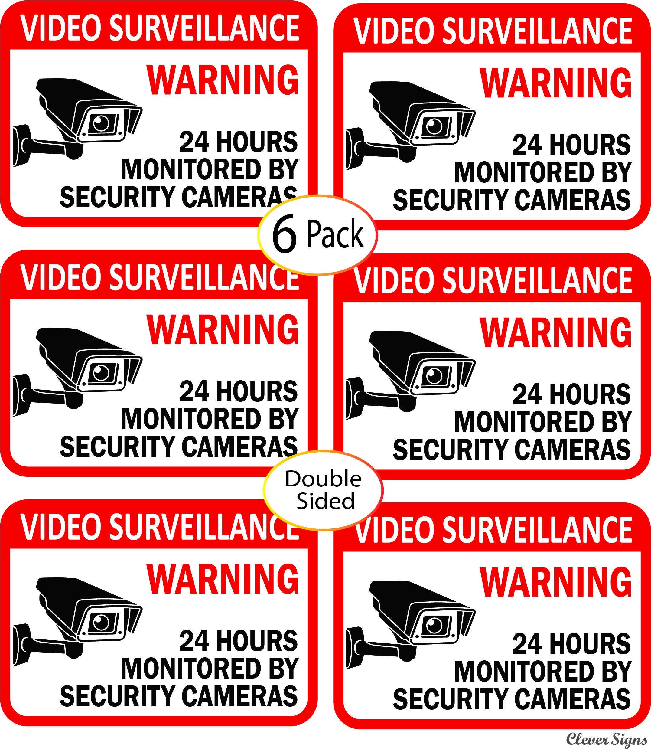 Video Surveillance Sign,10 Pack, 2.5" x 3.5", 4 Mil Sleek Vinyl Decal Stickers, Double-Sided, Weather Resistant Long Lasting UV Protected and Waterproof