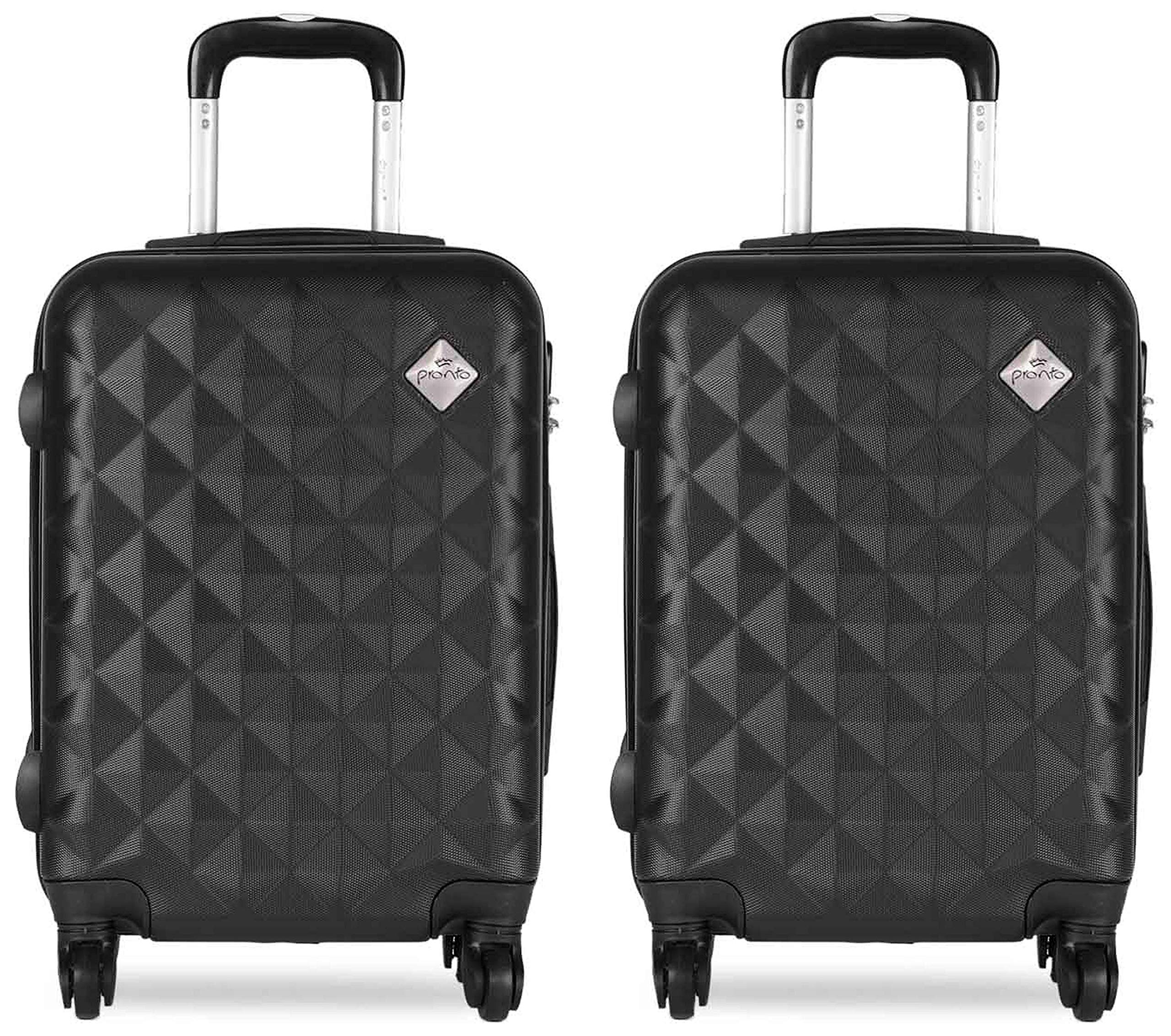 Pronto Naples Abs 55 Cms Black Hardsided Cabin Luggage + Naples Abs 65 Cms Black Hardsided Check-In Luggage (7807 - Bk + 7808 - Bk)