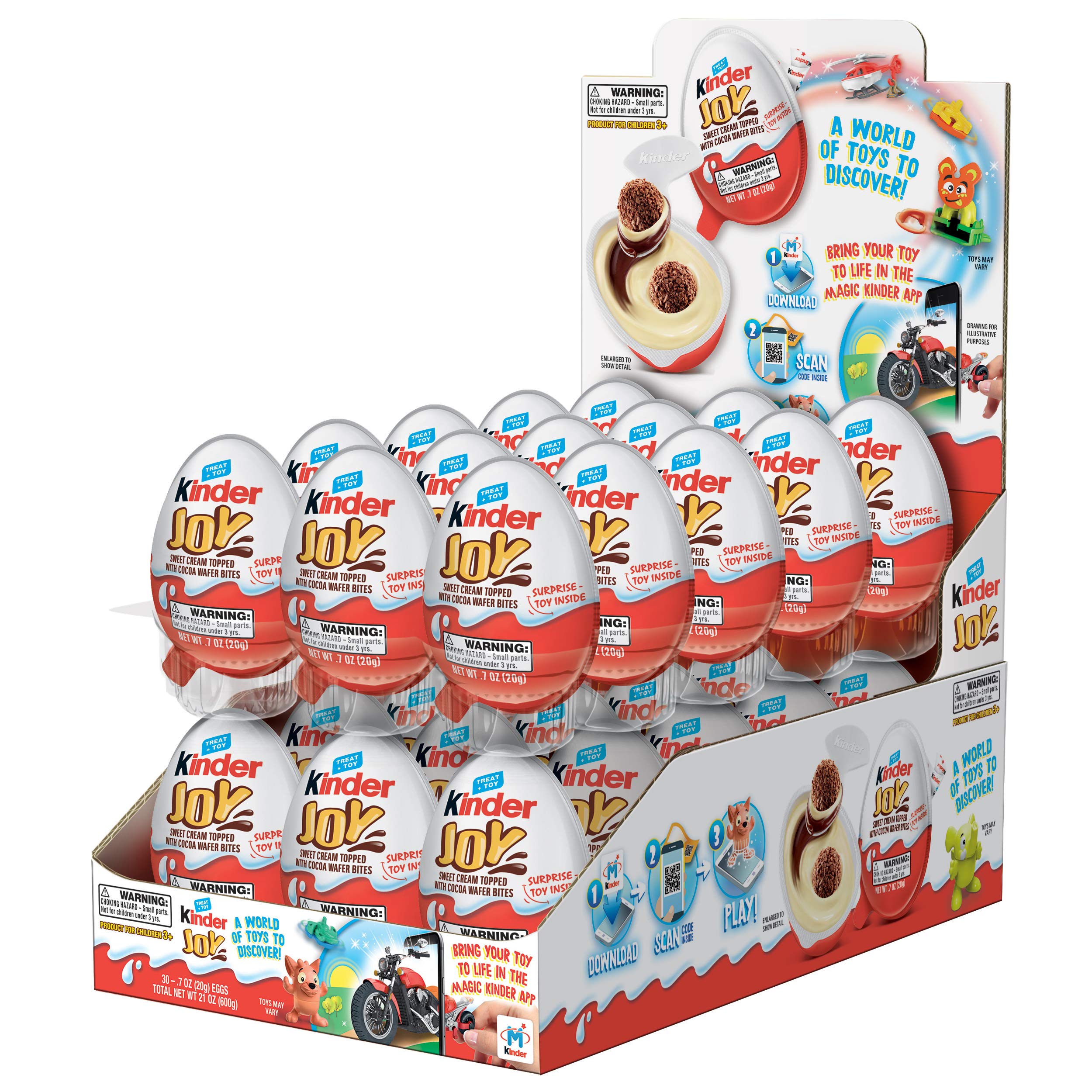 Kinder JoyEggs, 30 Count Individually Wrapped Chocolate Candy Eggs With Toys Inside, Perfect Surprise for Kids, 21 oz