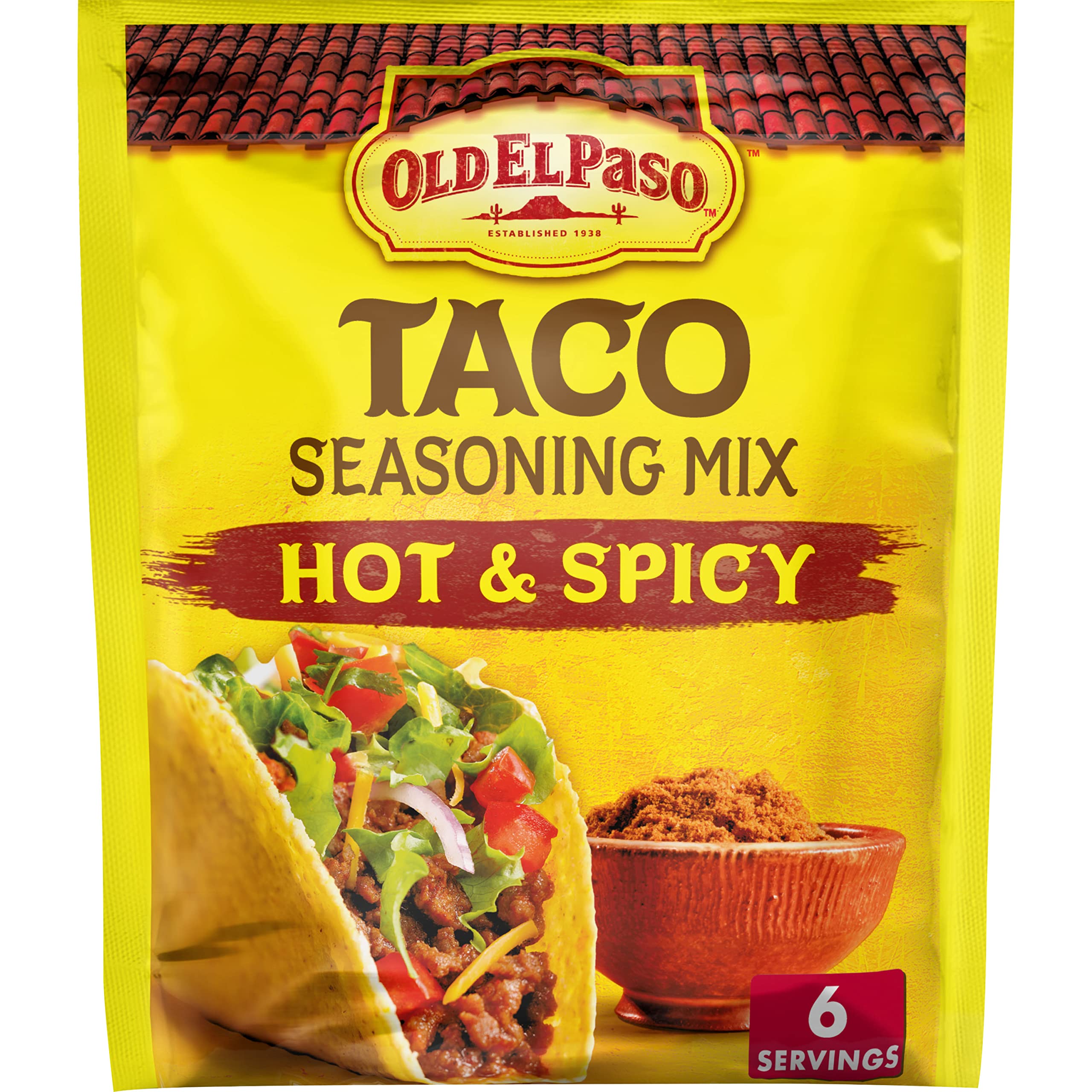 Old El Paso Taco Seasoning Mix Hot & Spicy, Yellow & Brown, 28 g