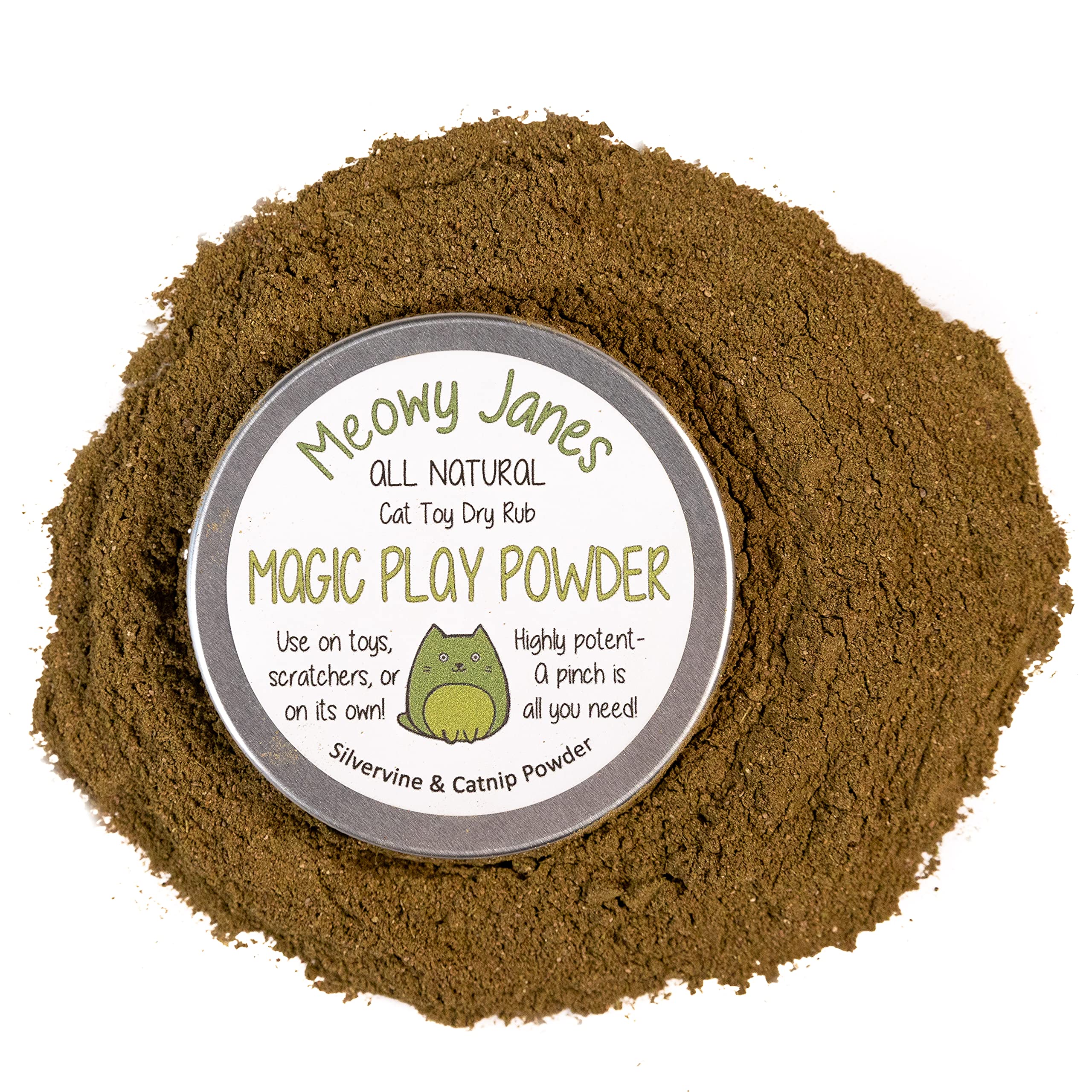 Meowy JanesAll Natural Magic Cat Play Powder - Catnip and Silvervine Powder Blend - Cat Toy Dry Rub