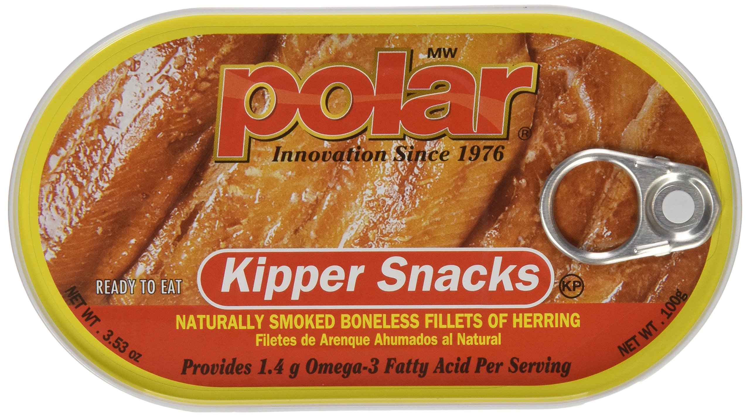 Polar Kipper Snacks - Smoked & Boneless Herring Fillets, 3.53 oz can (Pack of 3)